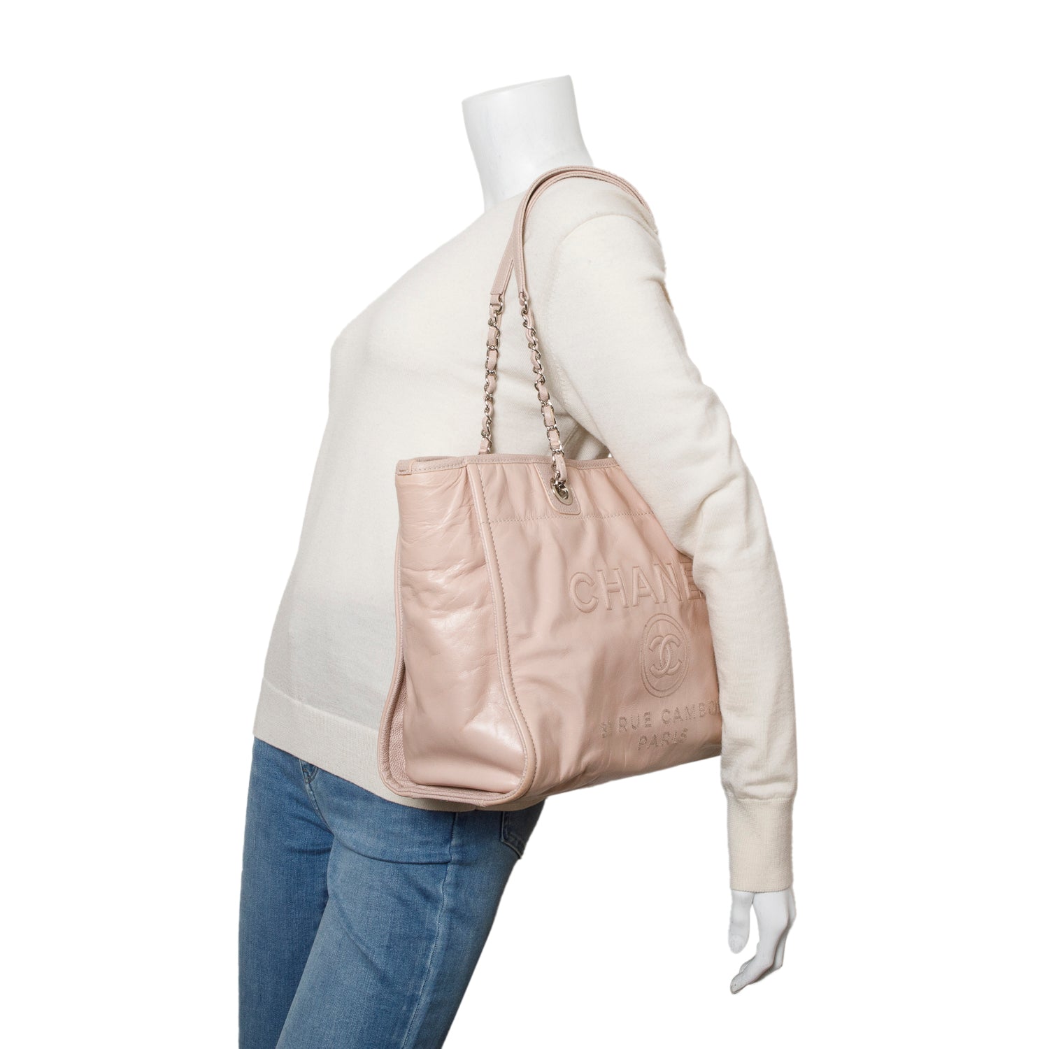Chanel Pink Glazed Calfskin Small Deauville Tote
