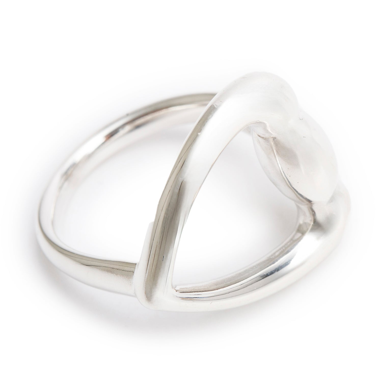 Gucci Sterling Silver Horsebit Heart Ring, Size 15 6.5