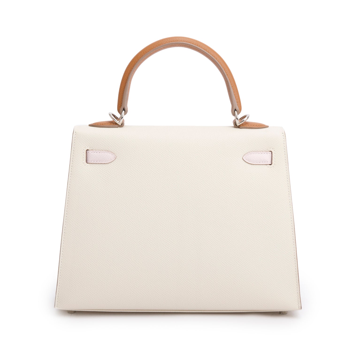 Hermes 2023 Craie/Mauve Pale/Gold Veau Epsom Kelly II Sellier 25 w/ Box & Strap