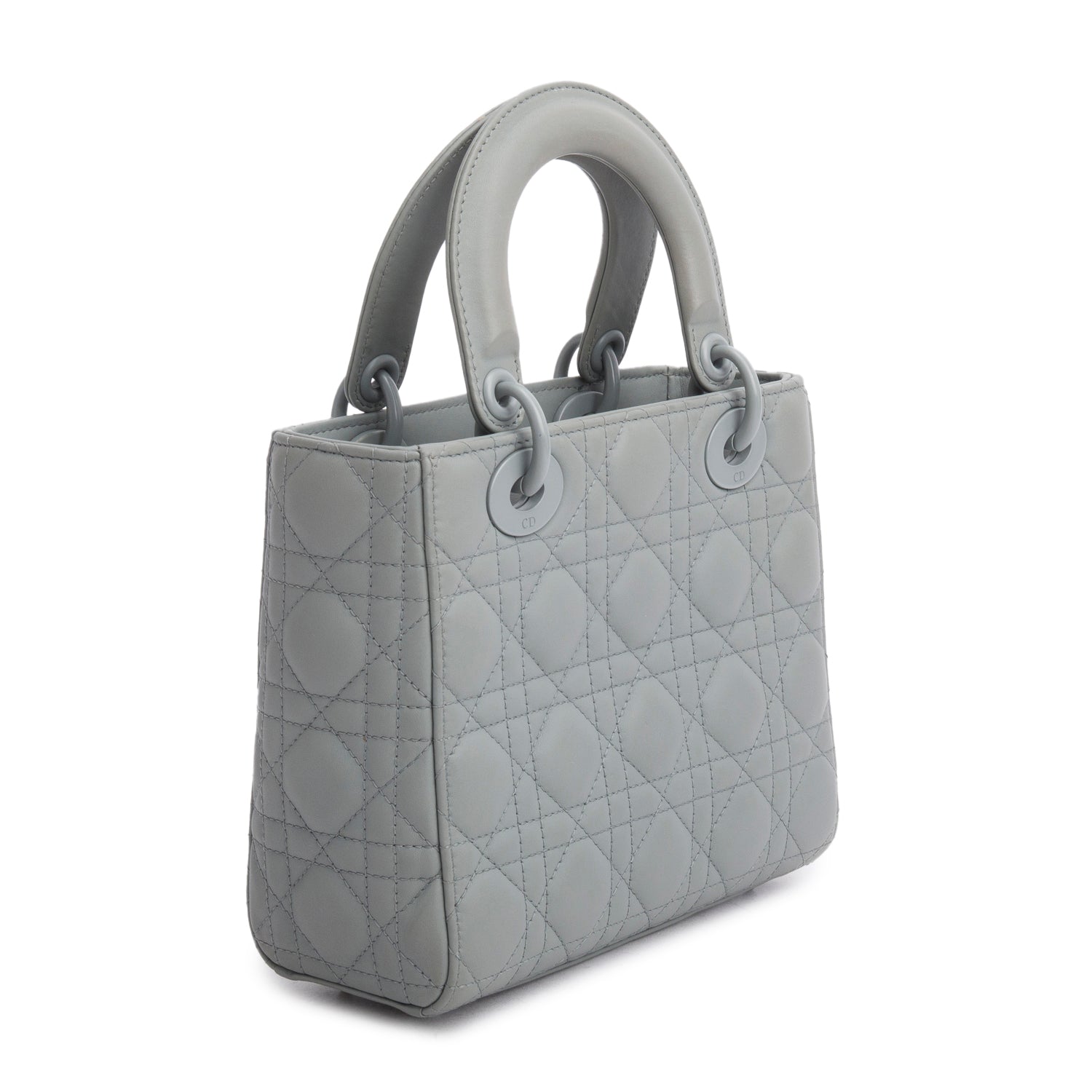 Christian Dior 2020 Gray Ultra Matte Calfskin Cannage Small My ABCDior Lady Dior w/ Strap & Box