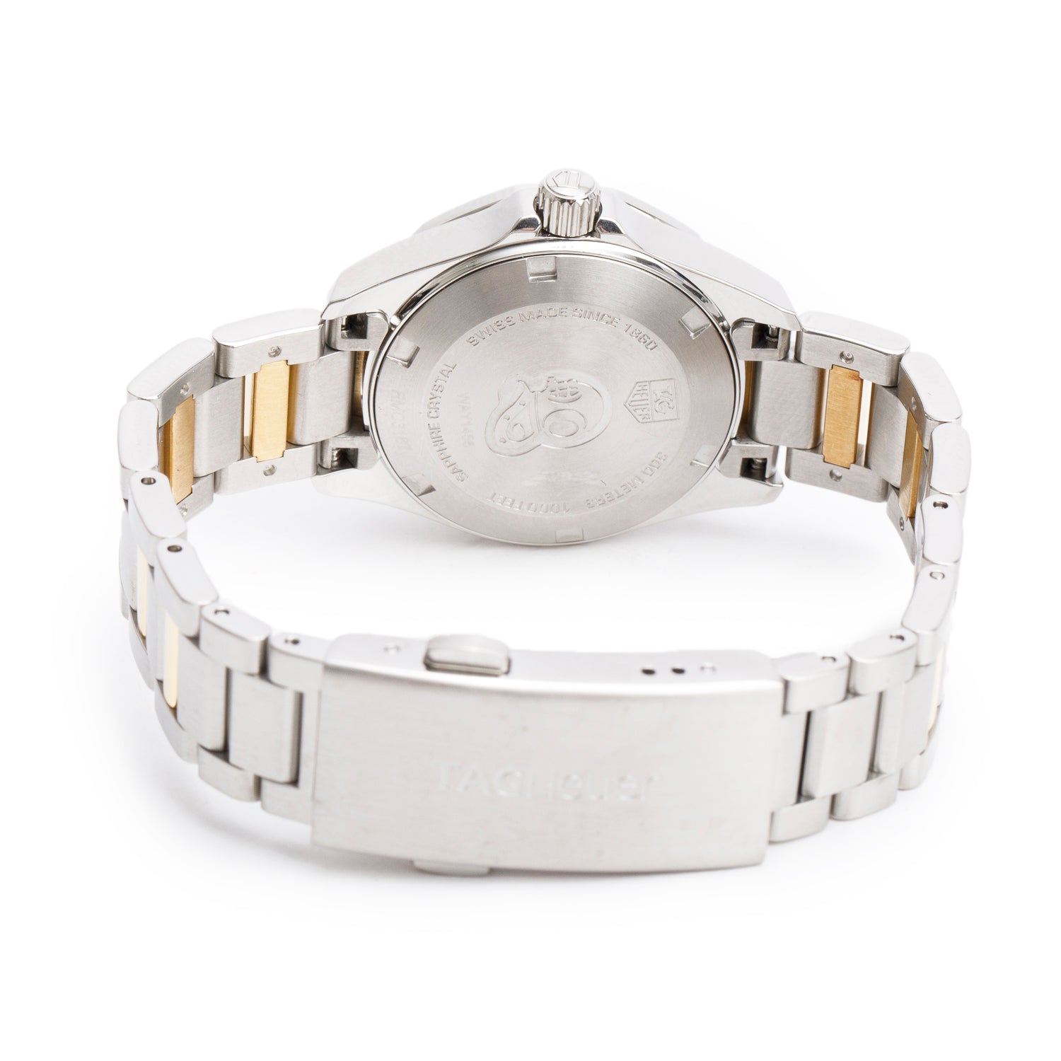 Tag Heuer Stainless Steel & 18k Yellow Gold Aquaracer 27 MM Quartz Watch Silver Dial WAY1455 w/ Box & Papers