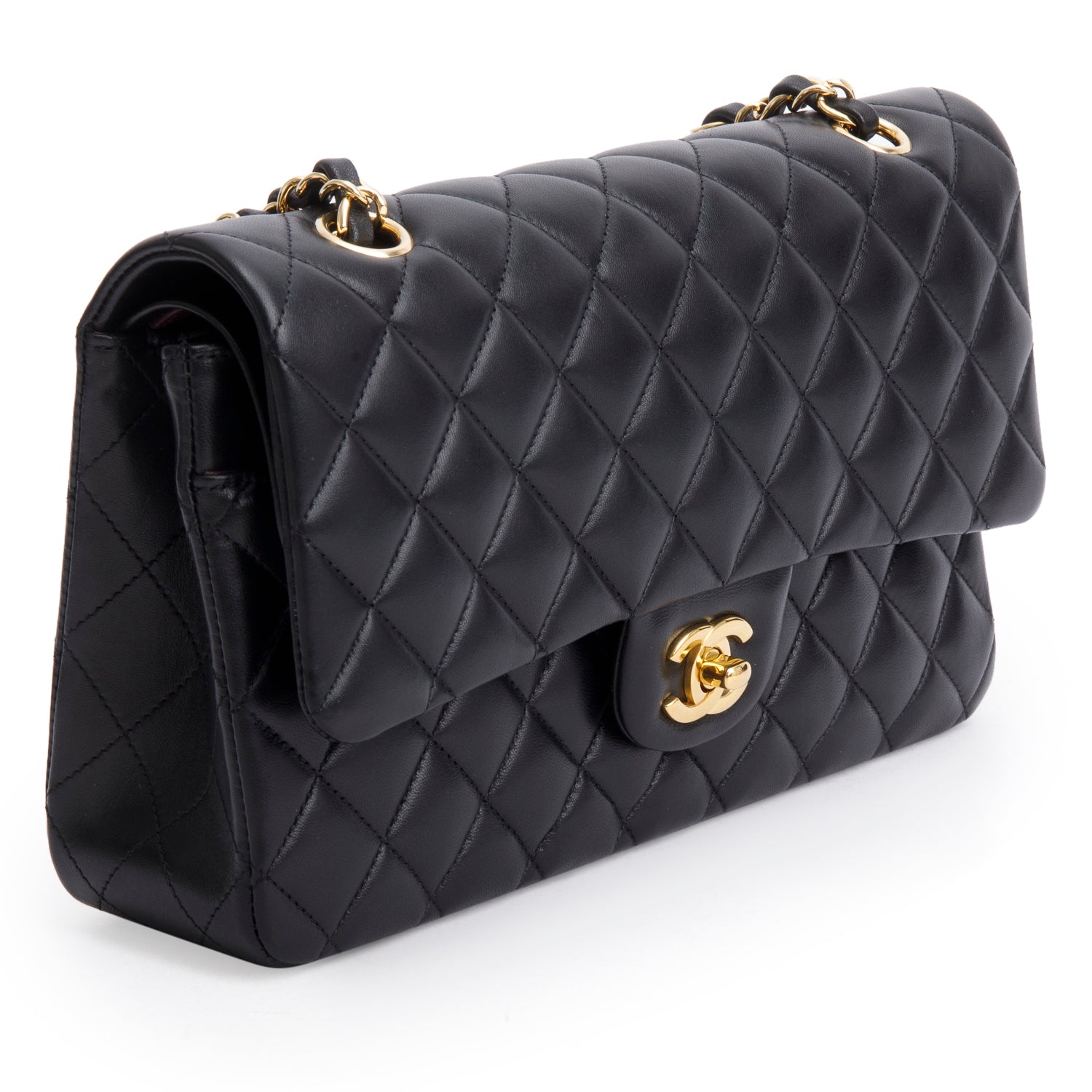 Chanel 2023 Black Quilted Lambskin Leather Classic Medium Double Flap Bag w/ Box & Receipt