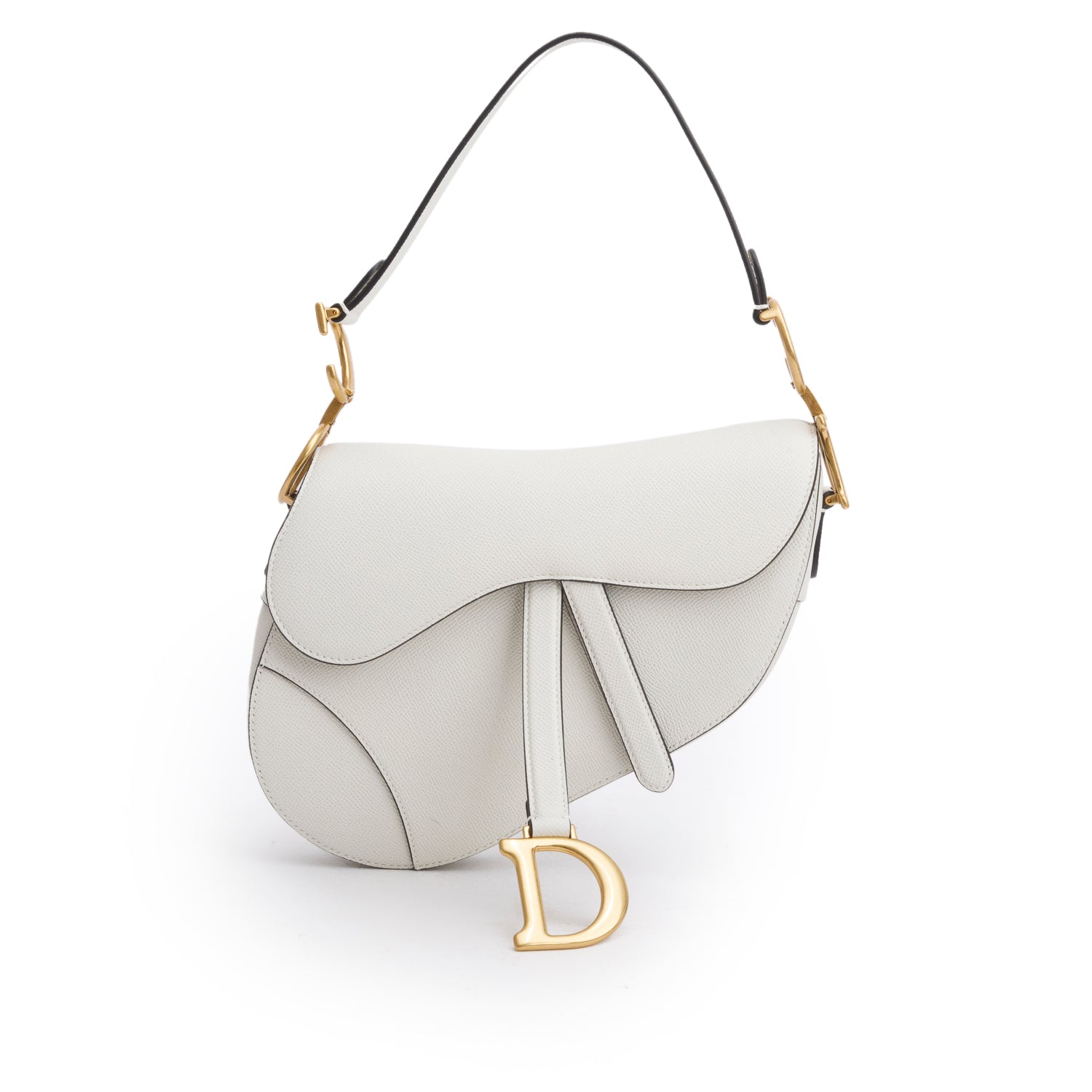 Christian Dior 2021 Cream Grained Calfskin Saddle Bag w/ Box & Authenticity Card