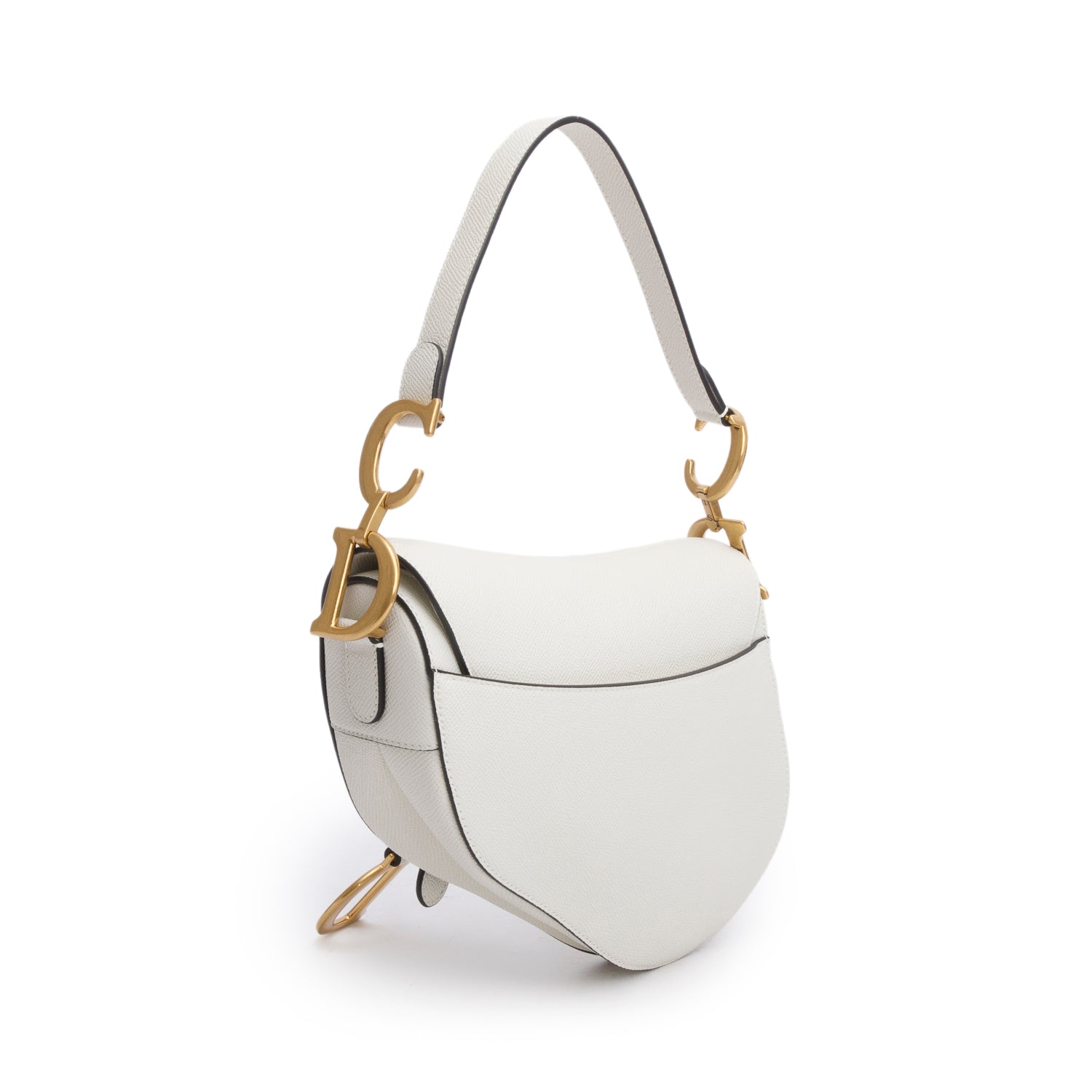 Christian Dior 2021 Cream Grained Calfskin Saddle Bag w/ Box & Authenticity Card