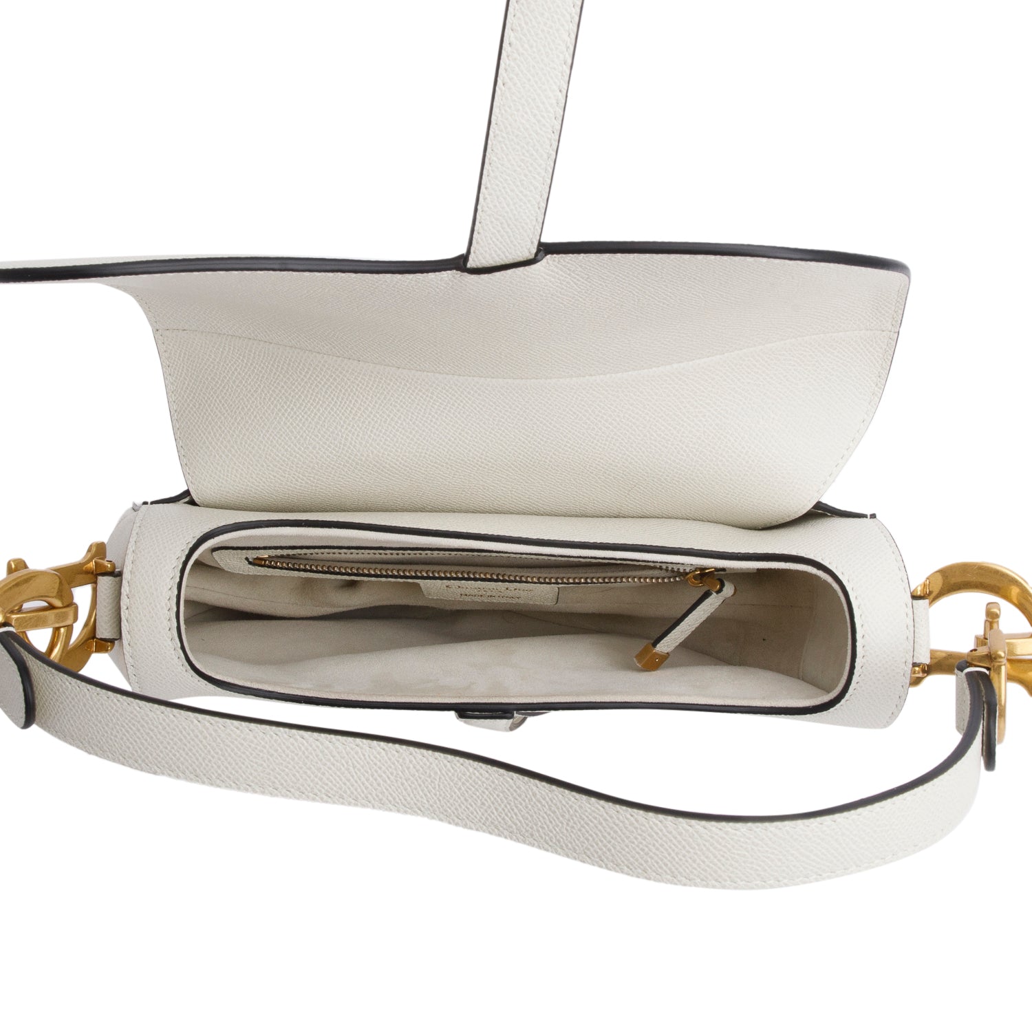 Christian Dior 2021 Cream Grained Calfskin Saddle Bag w/ Box & Authenticity Card
