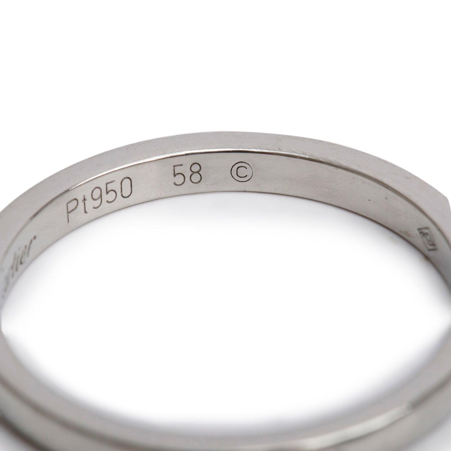 Cartier Platinum 1895 2 MM Wedding Band Ring, Size 58 7.5