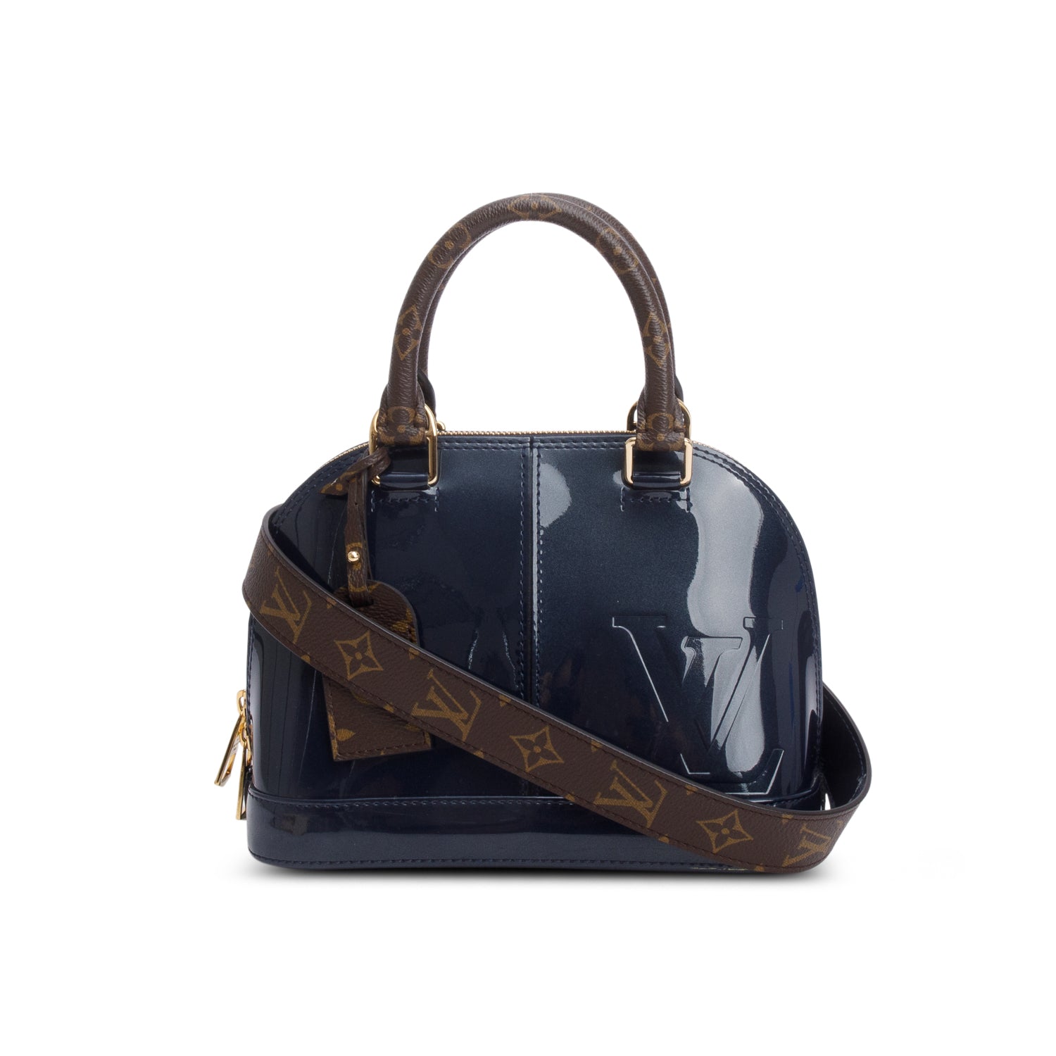 Louis Vuitton Blue Vernis Leather Miroir Alma BB w/ Strap