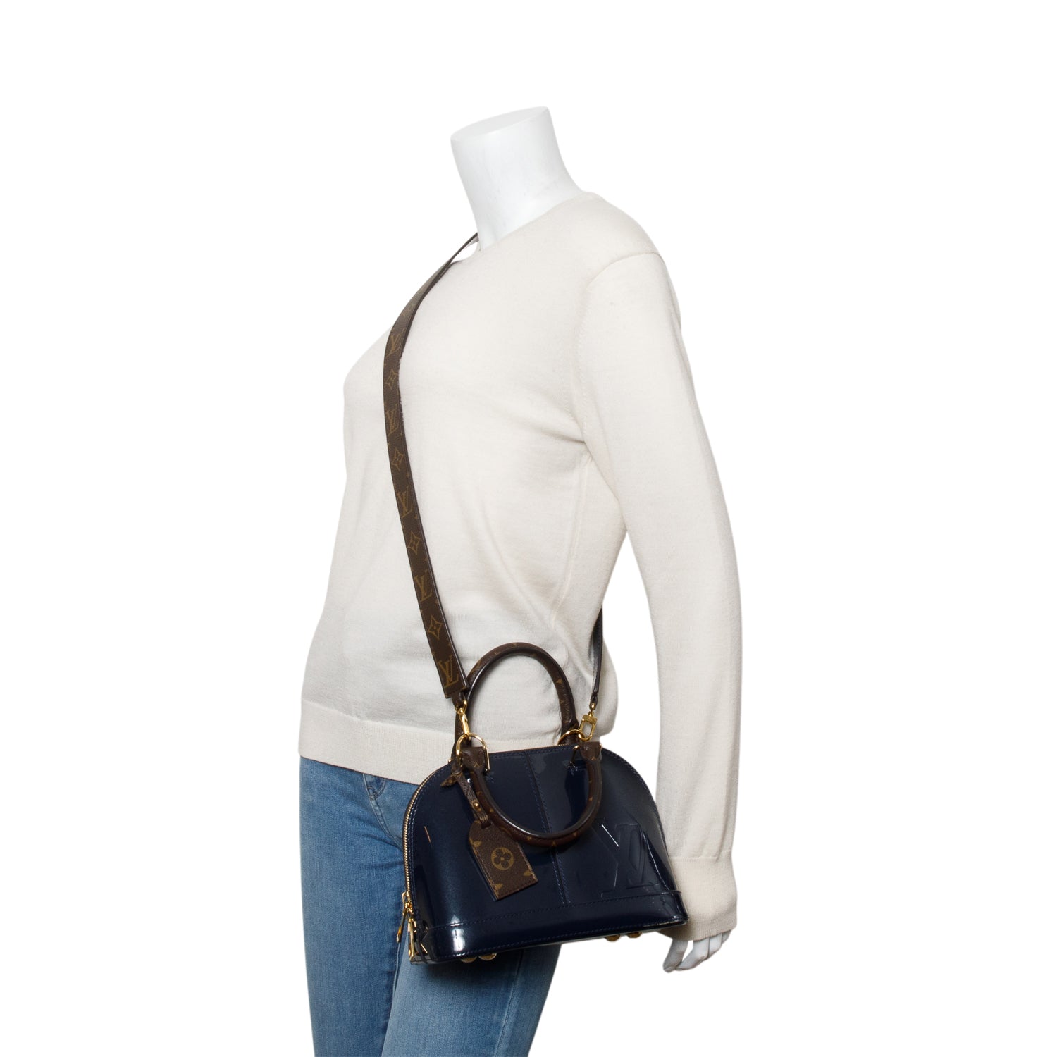 Louis Vuitton Blue Vernis Leather Miroir Alma BB w/ Strap