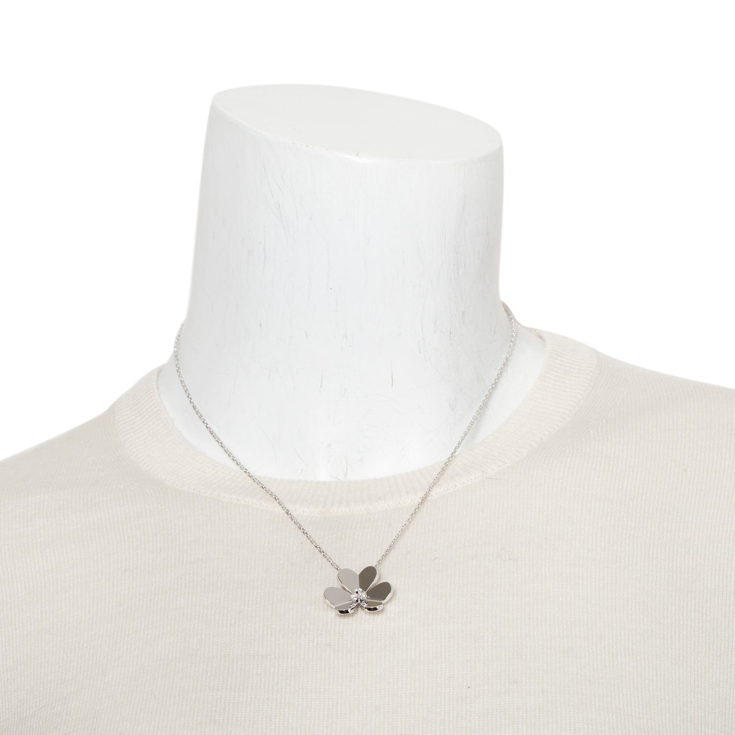 Van Cleef & Arpels 18k White Gold Diamond Frivole Pendant Necklace, Large Model w/ Box