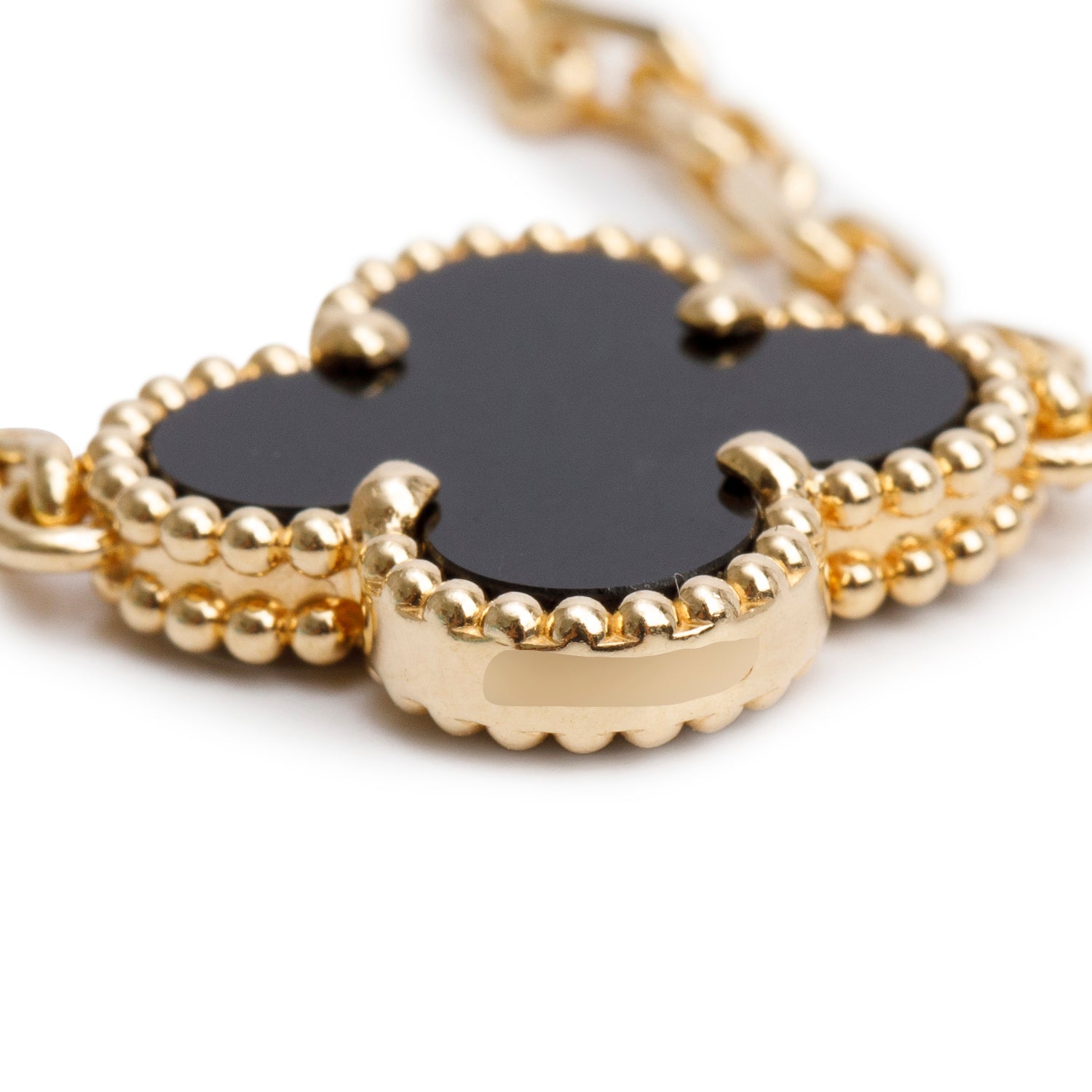 Van Cleef & Arpels 2020 18k Yellow Gold Vintage Alhambra 10 Motif Onyx Necklace w/ Box, Receipt & Certificate