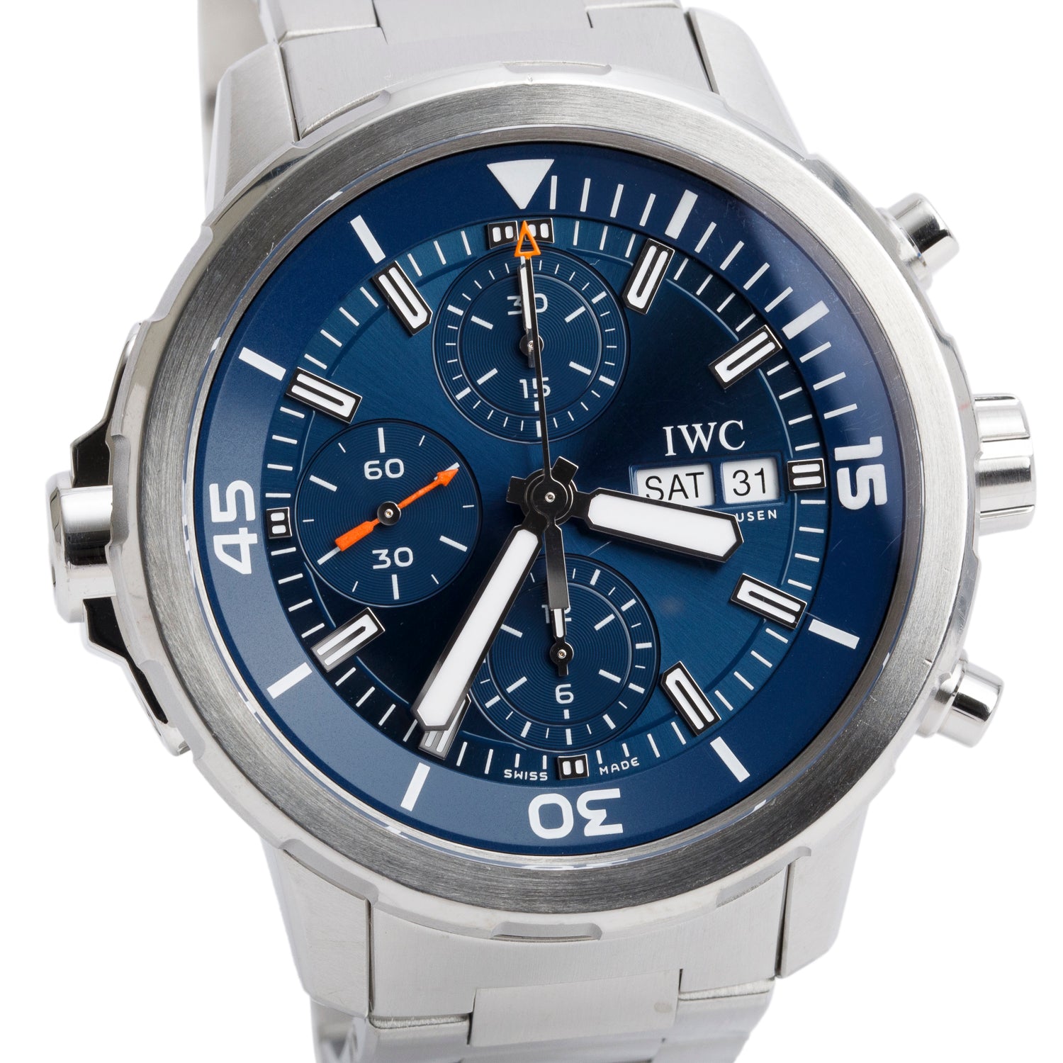 IWC Stainless Steel Aquatimer Chronograph Automatic 42 MM Watch Blue Dial IW376806