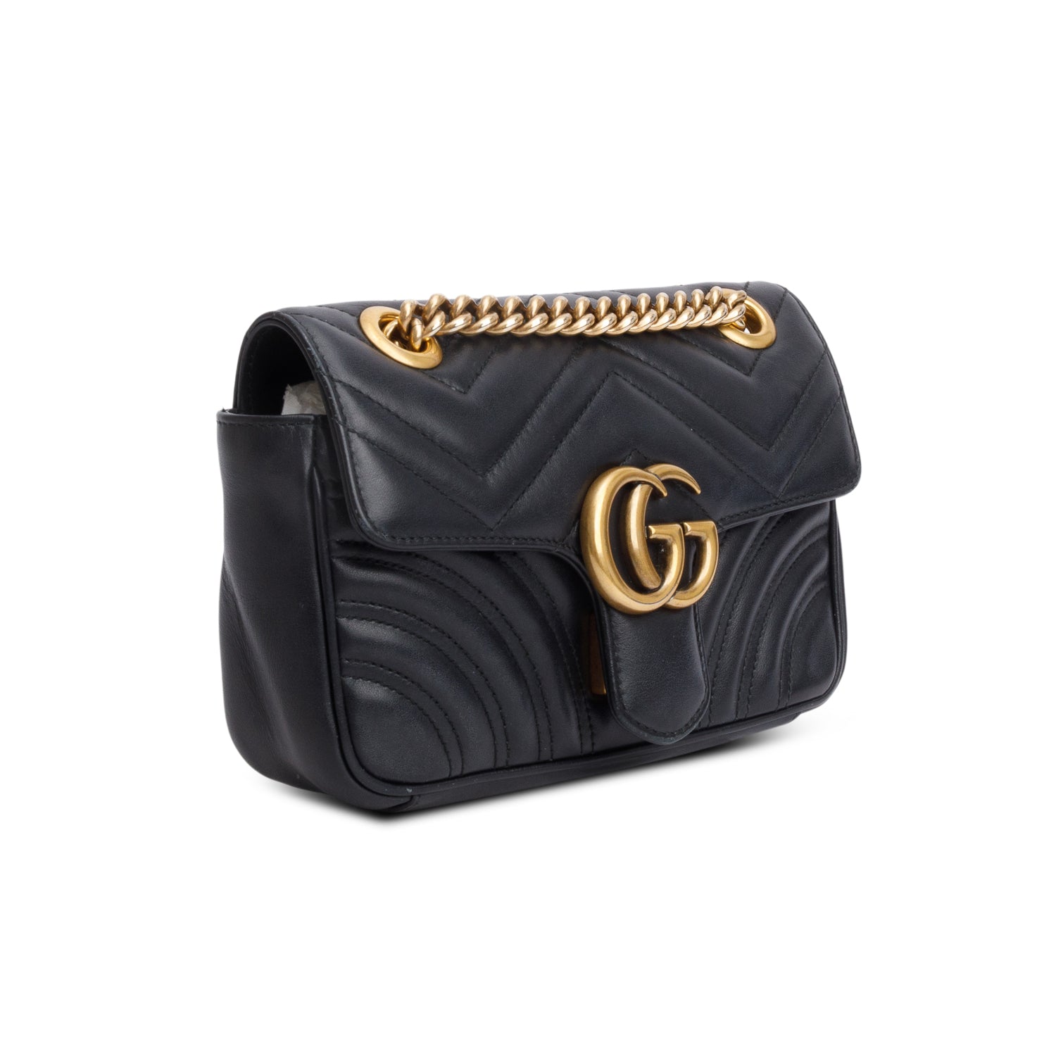 Gucci Black GG Marmont Matelasse Small Shoulder Bag w/ Box