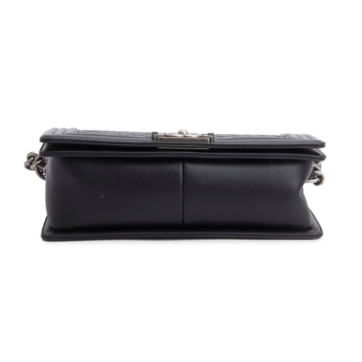 Chanel Black Quilted Lambskin Leather Medium Boy Bag w/ Authenticity Card