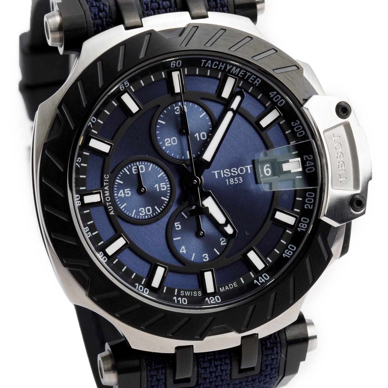 Tissot Stainless Steel & Black PVD T-Race 45 MM Automatic Chronograph Watch Blue Dial