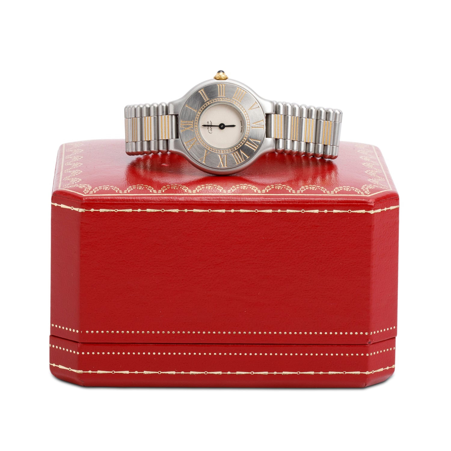 Cartier Stainless Steel & 18k Yellow Gold Plated Must de Cartier 21 28 MM Watch 9011 w/box