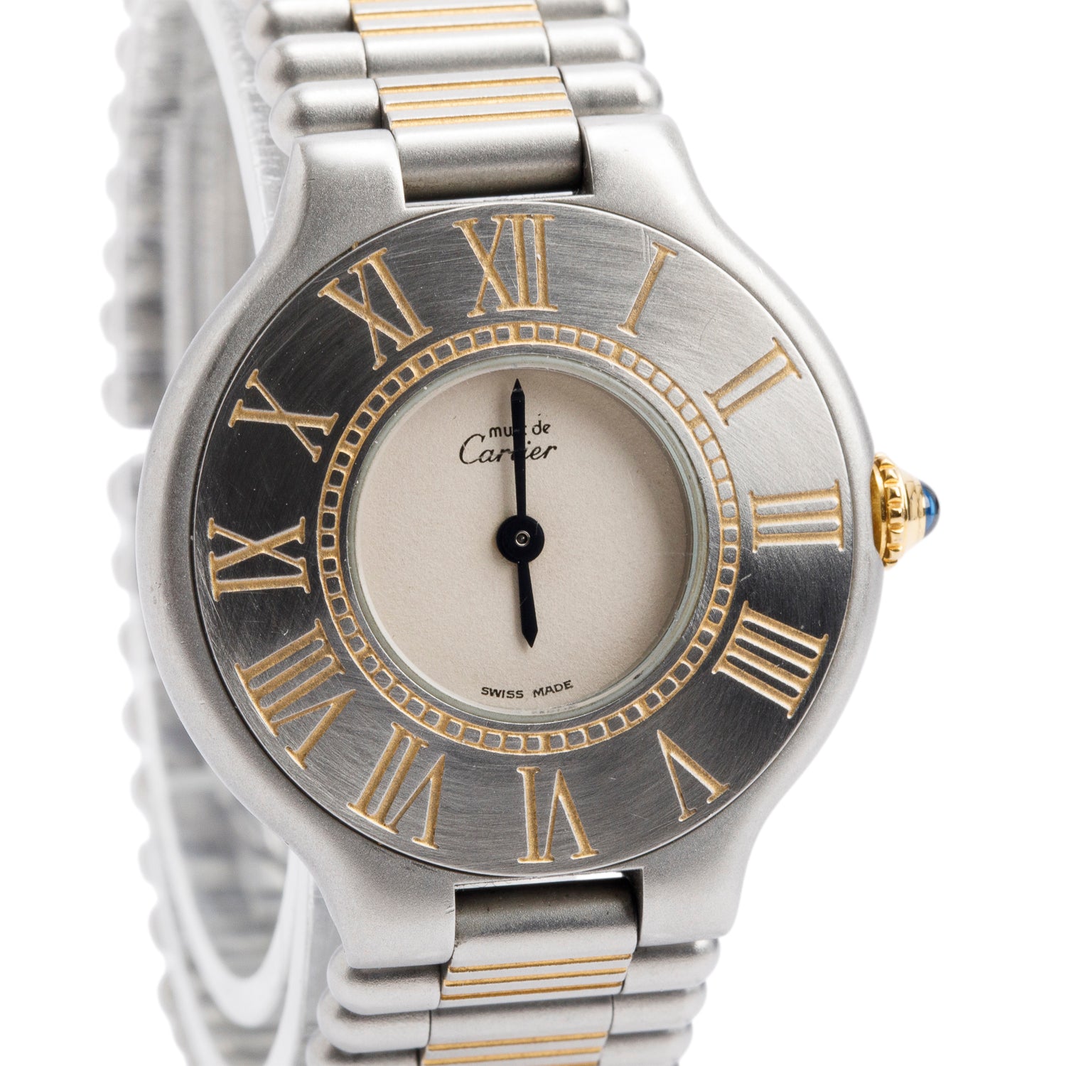 Cartier Stainless Steel & 18k Yellow Gold Plated Must de Cartier 21 28 MM Watch 9011 w/box