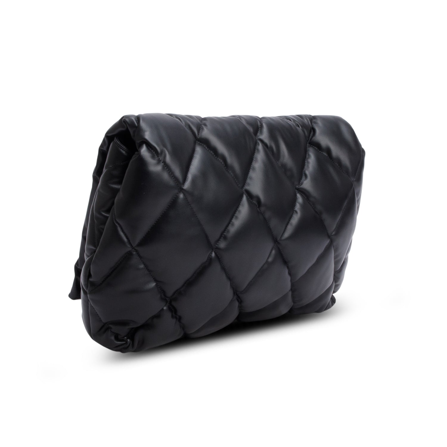 Balenciaga Black Nappa Calfskin Quilted Touch B Puffy Clutch