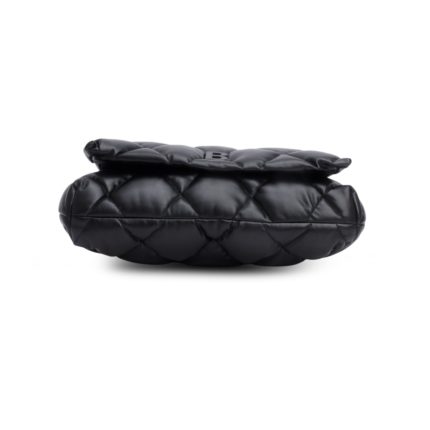 Balenciaga Black Nappa Calfskin Quilted Touch B Puffy Clutch