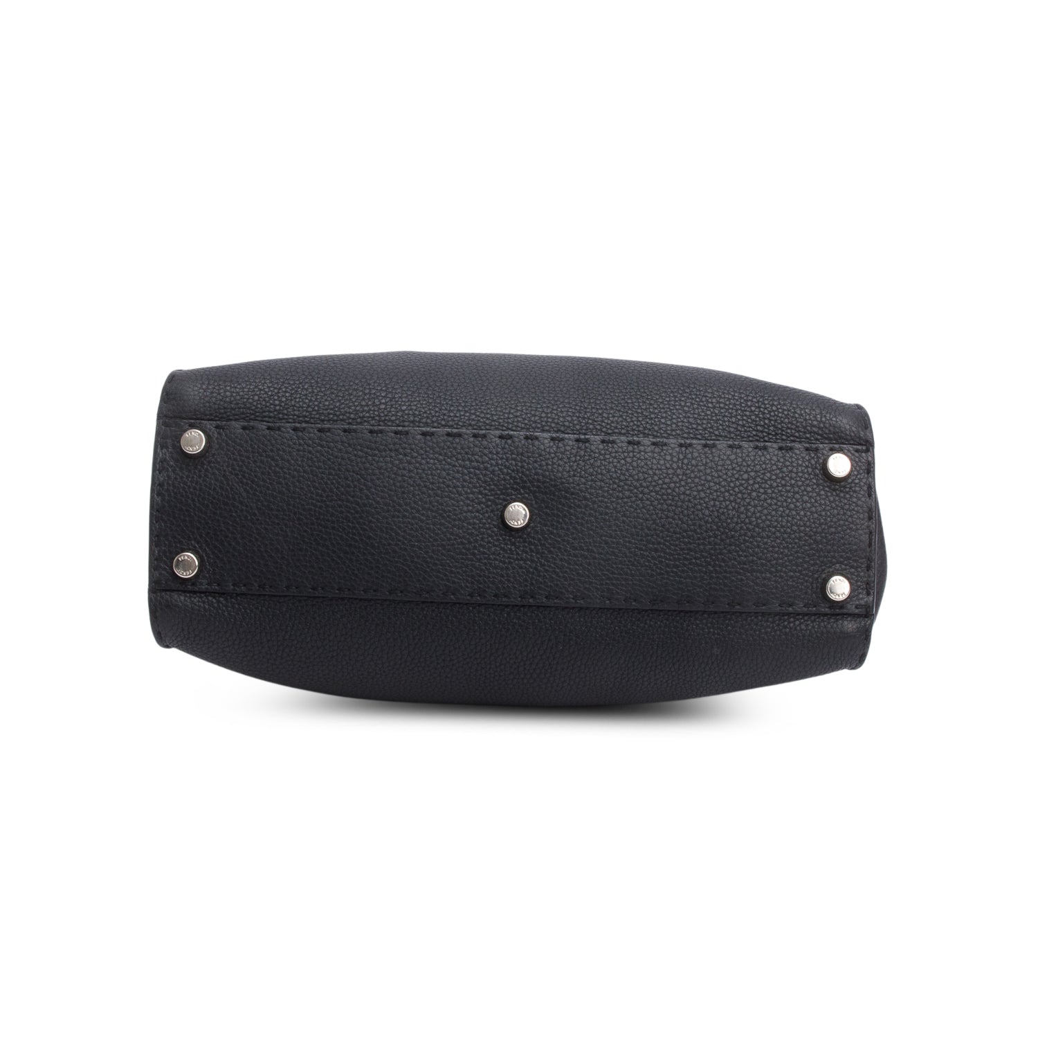 Fendi Black Cuioio Romano Selleria Medium Peekaboo Iconic Satchel w/ Strap