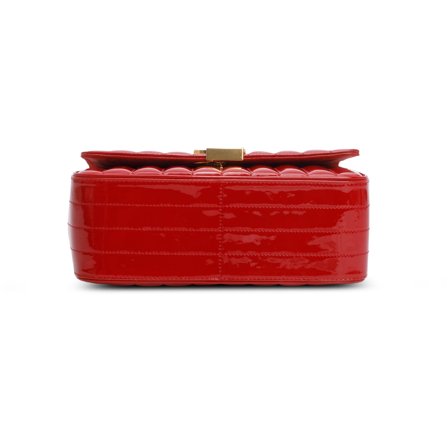 Saint Laurent Red Patent Leather Matelasse Monogram Large Vicky Chain Bag