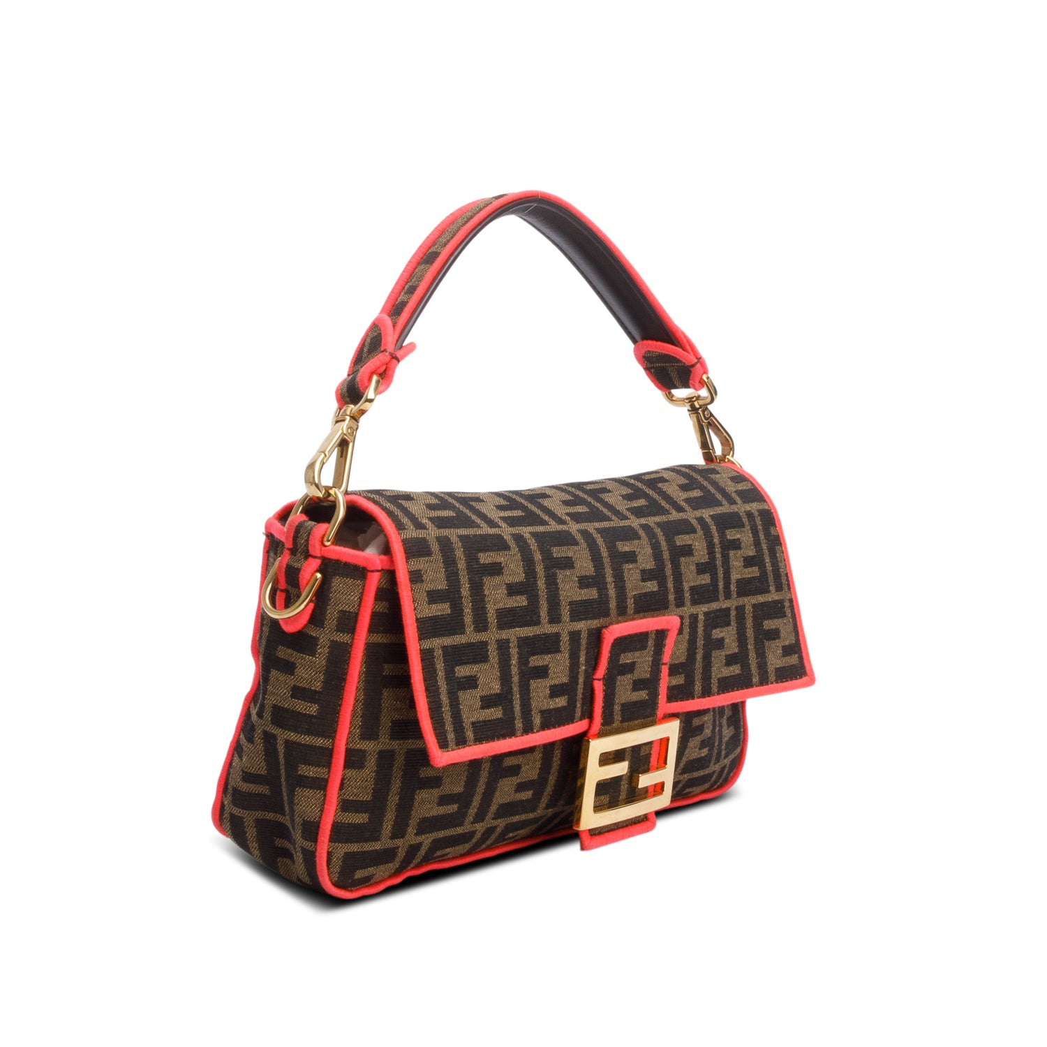 Fendi Zucca Jacquard FF 1974 Neon Baguette w/ Strap