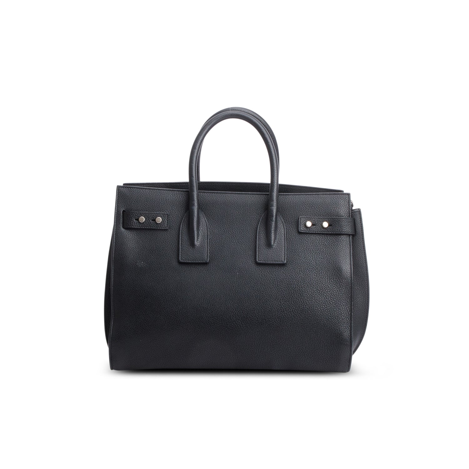 Saint Laurent Black Supple Grained Leather Small Sac de Jour w/ Strap