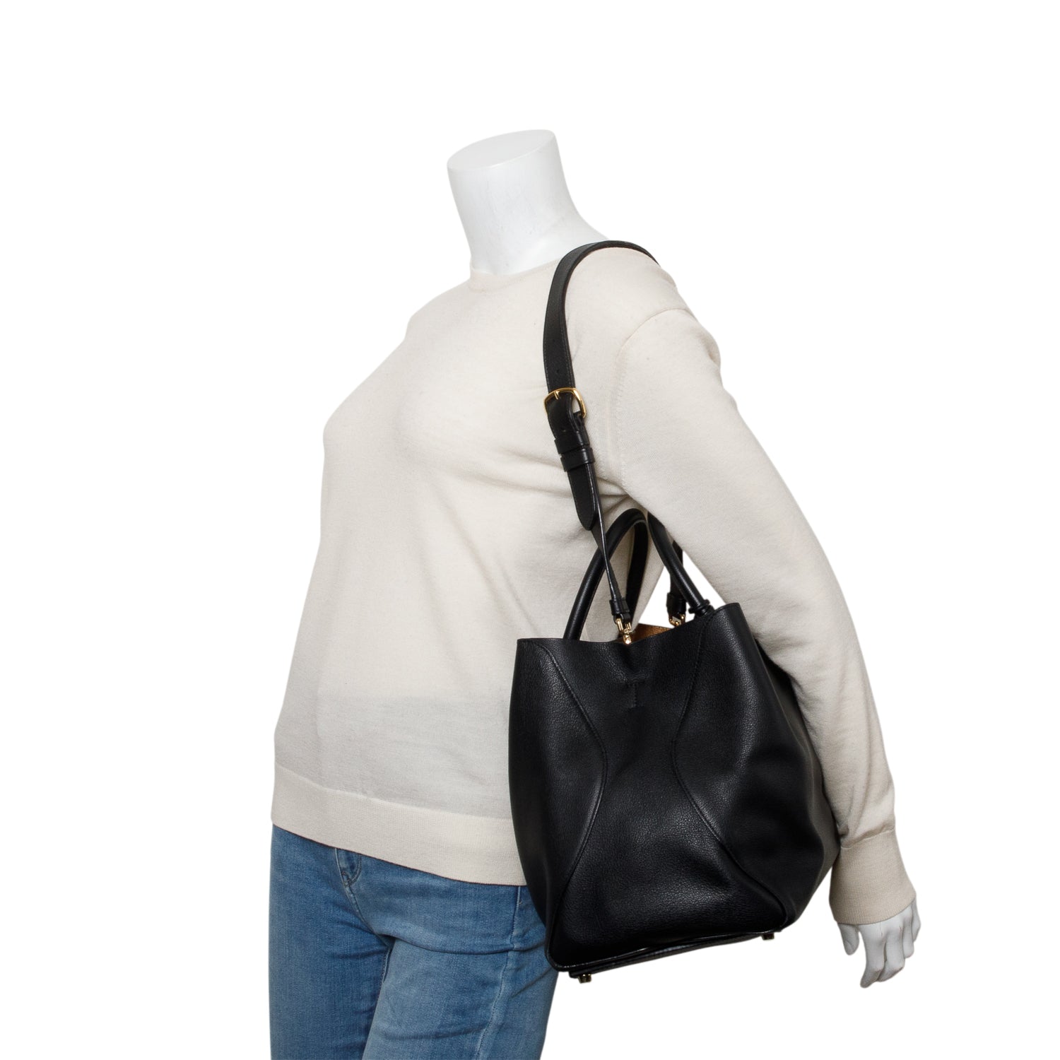 Christian Dior Supple Grained Calfskin Open Bar Tote Bag w/ Strap