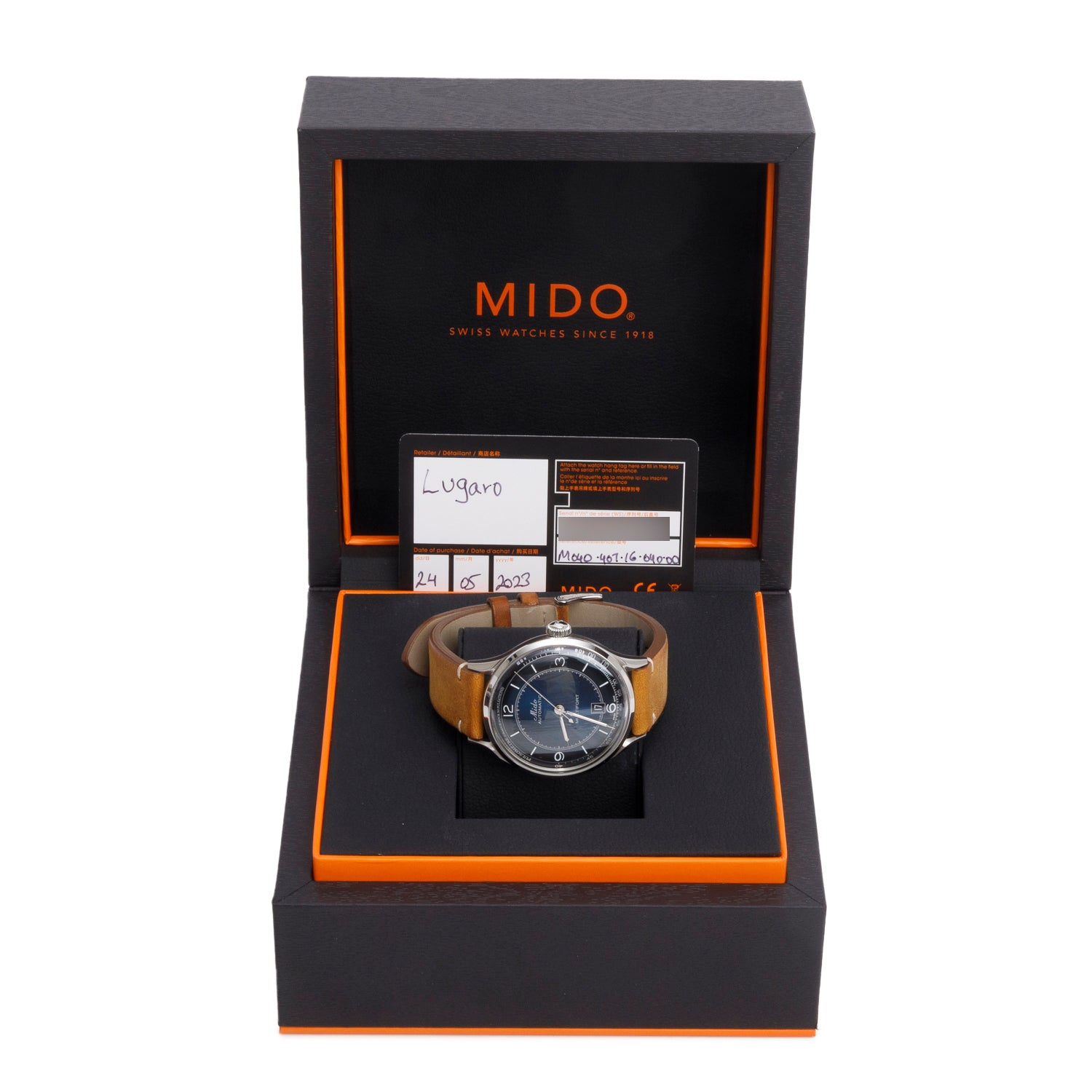 Mido 2023 Stainless Steel Multifort Patrimony 40 MM Automatic Watch Blue Dial w/ Box & Papers