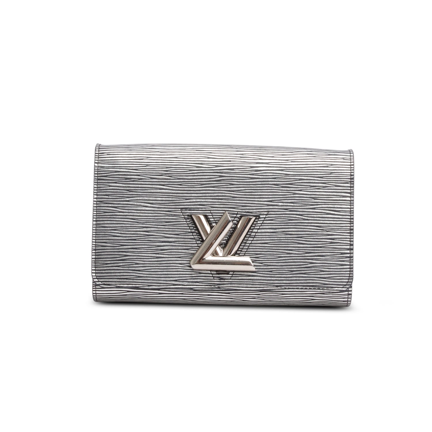 Louis Vuitton Silver Metallic Epi Leather Twist Chain Wallet