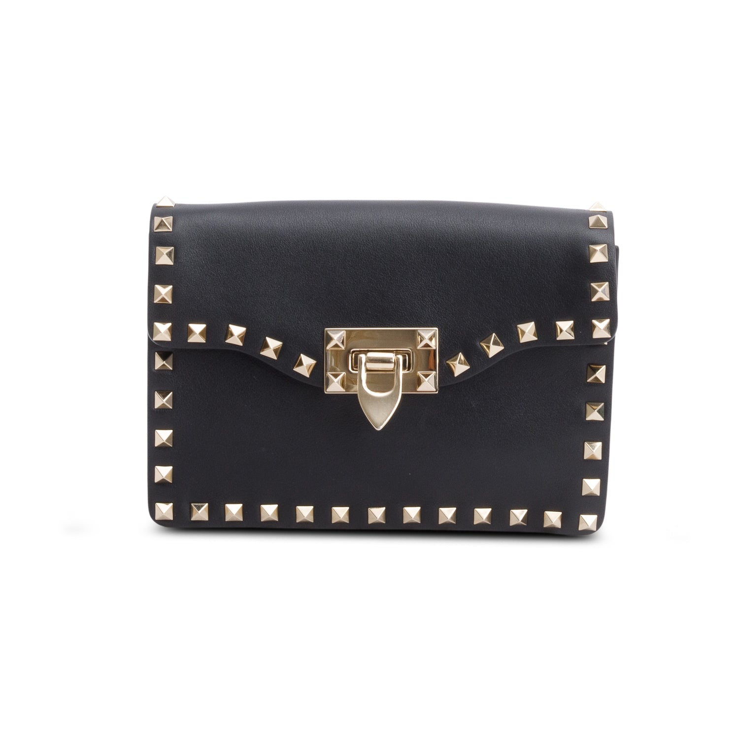 Valentino Black Vitello Calfskin Leather Rockstud Crossbody Bag