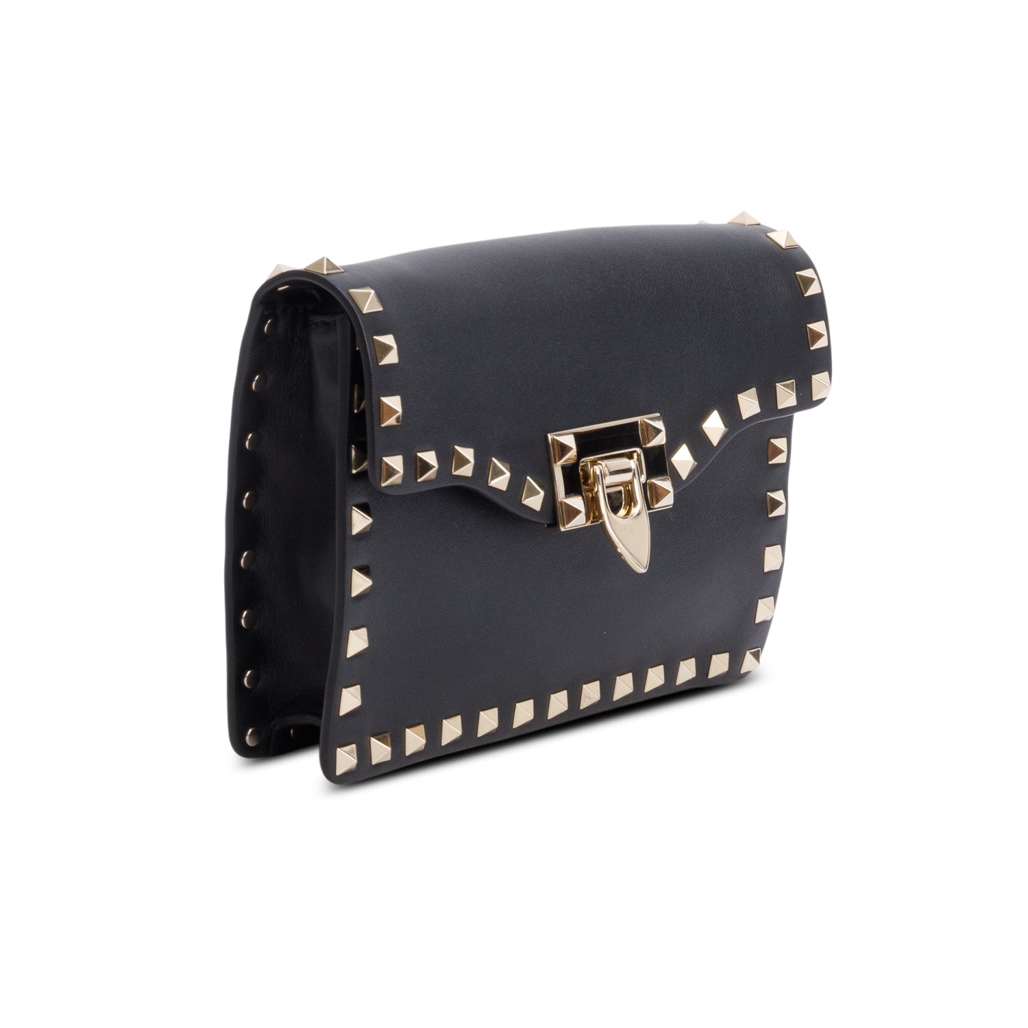 Valentino Black Vitello Calfskin Leather Rockstud Crossbody Bag
