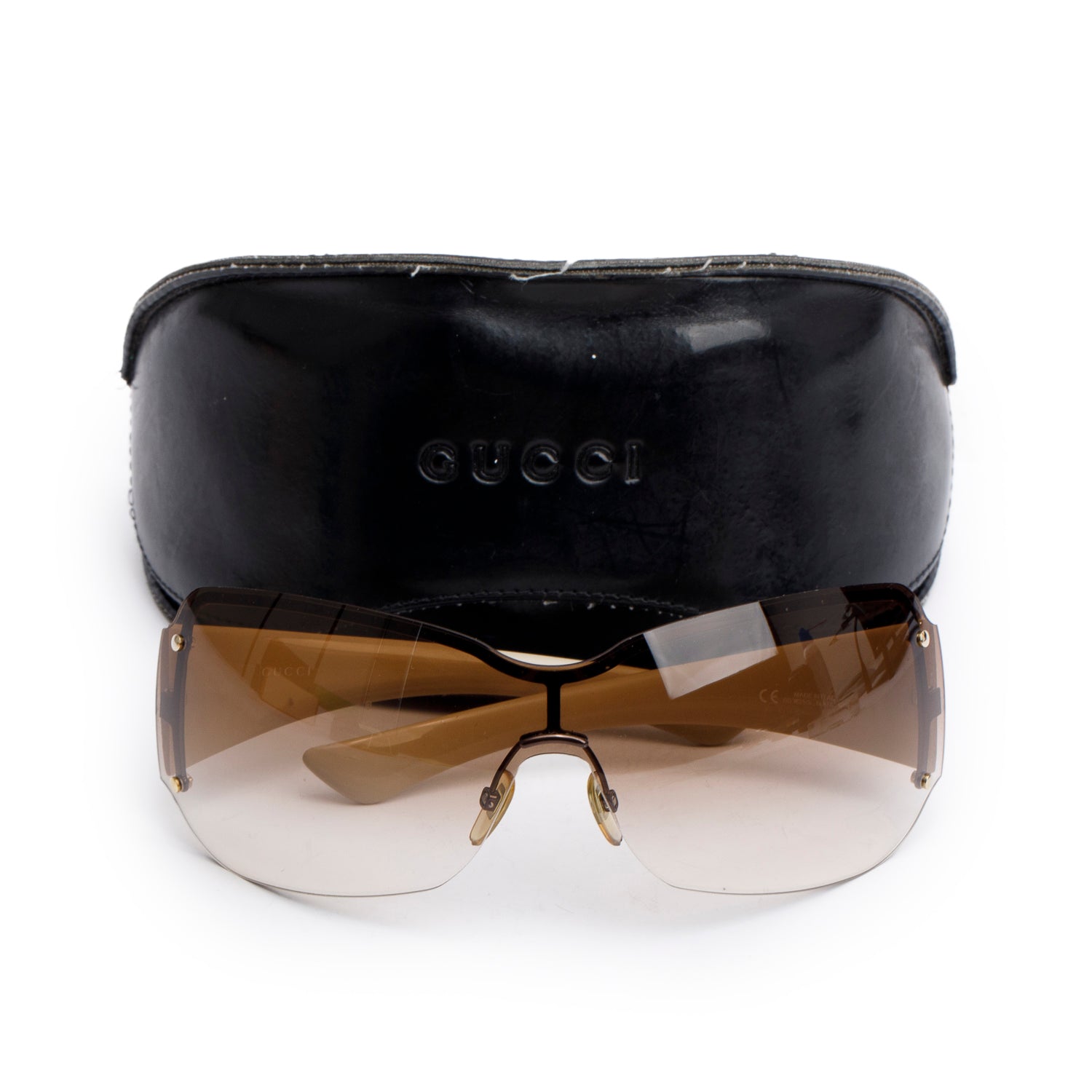 Gucci GG1825/S Brown GG Signature Acetate Shield Sunglasses w/ Case