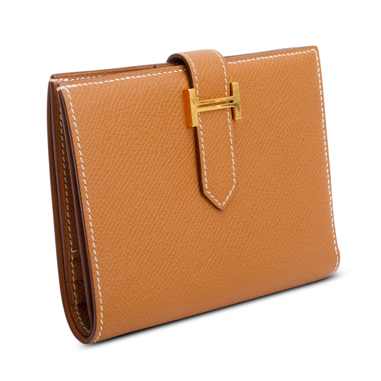 Hermes 2020 Gold Veau Epsom Bearn Compact Wallet w/ Box