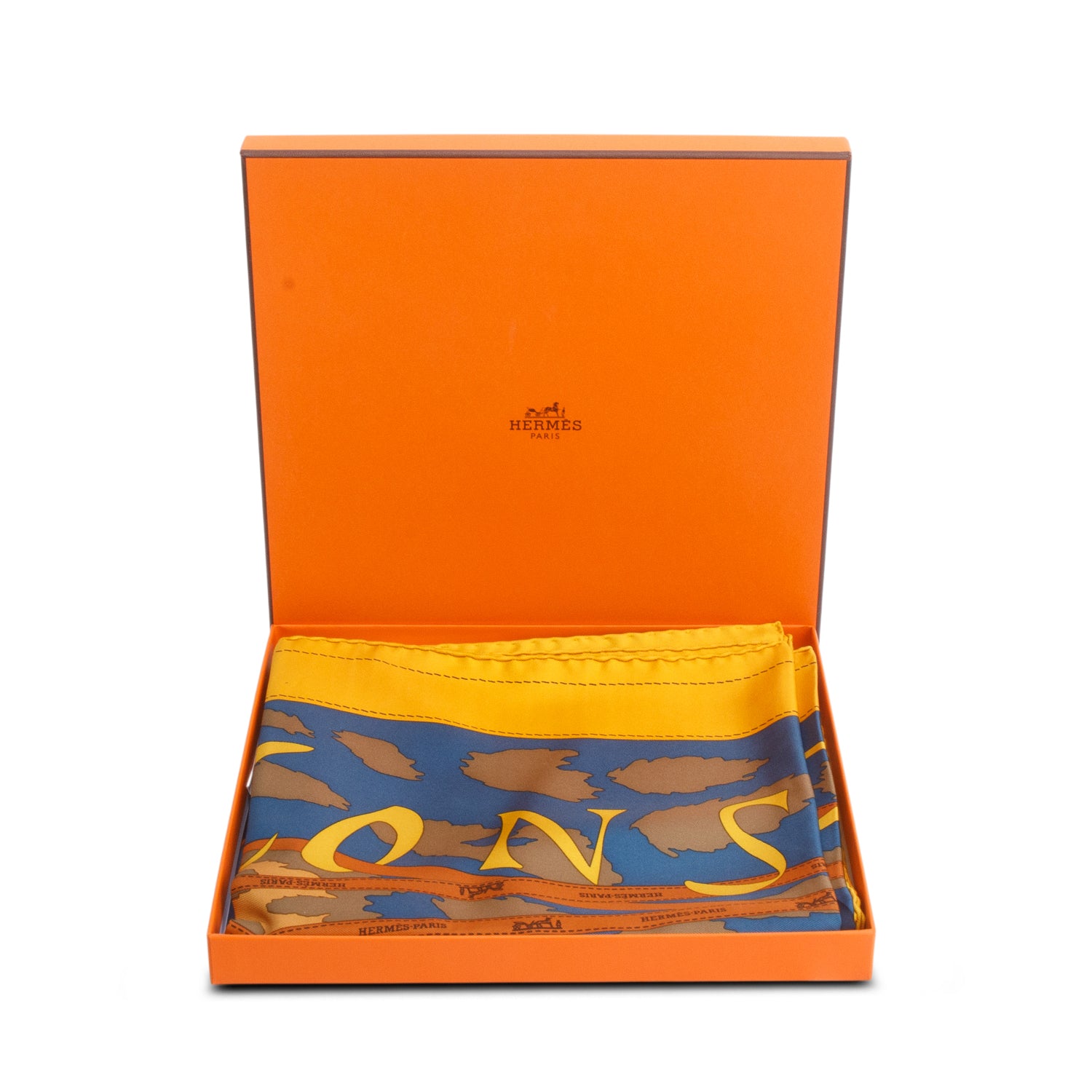 Hermes Multicolor 'Monsieur & Madame' Silk Scarf 90 w/ Box
