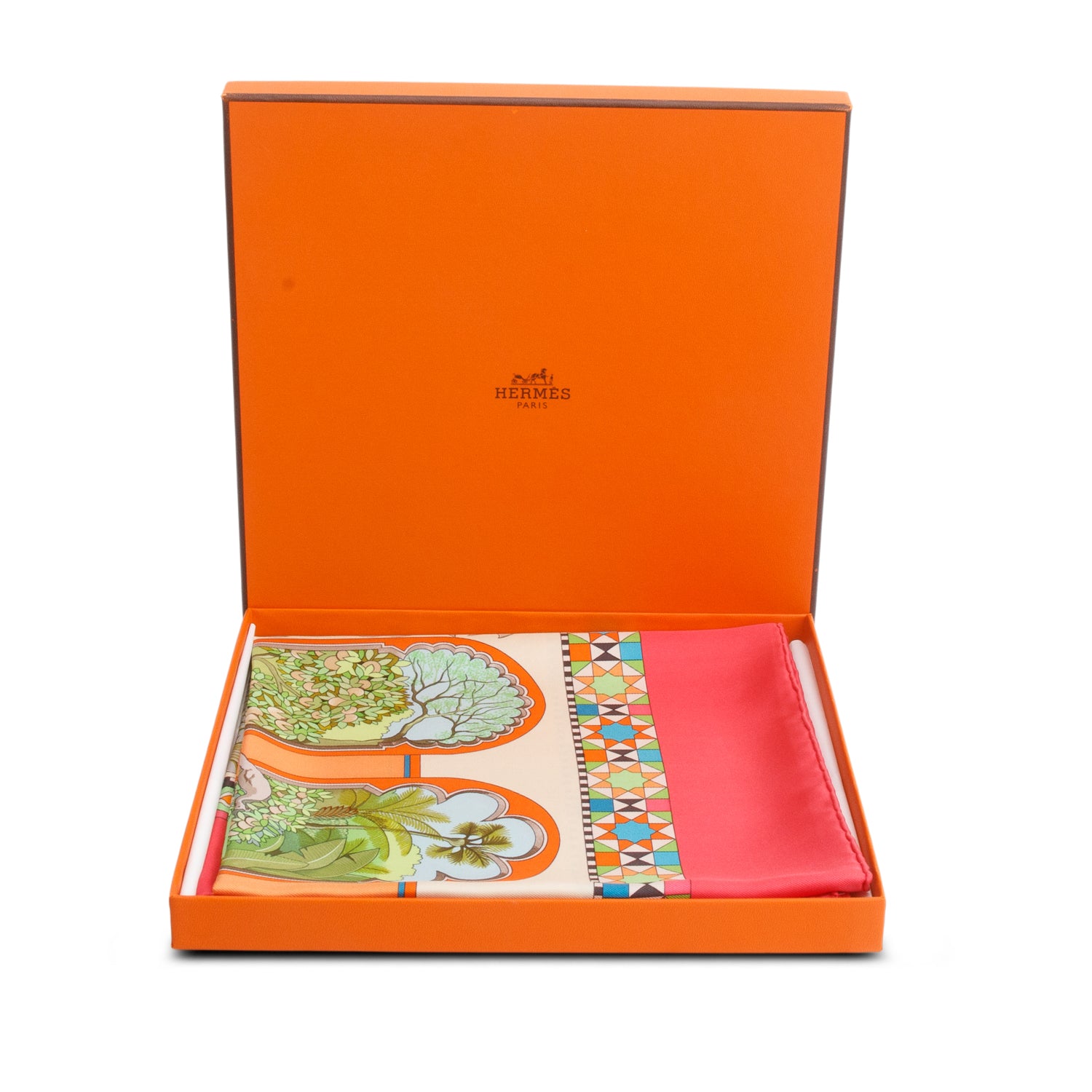 Hermes Pink 'Les Jardins d'Andalousie' Silk Scarf 90 w/ Box