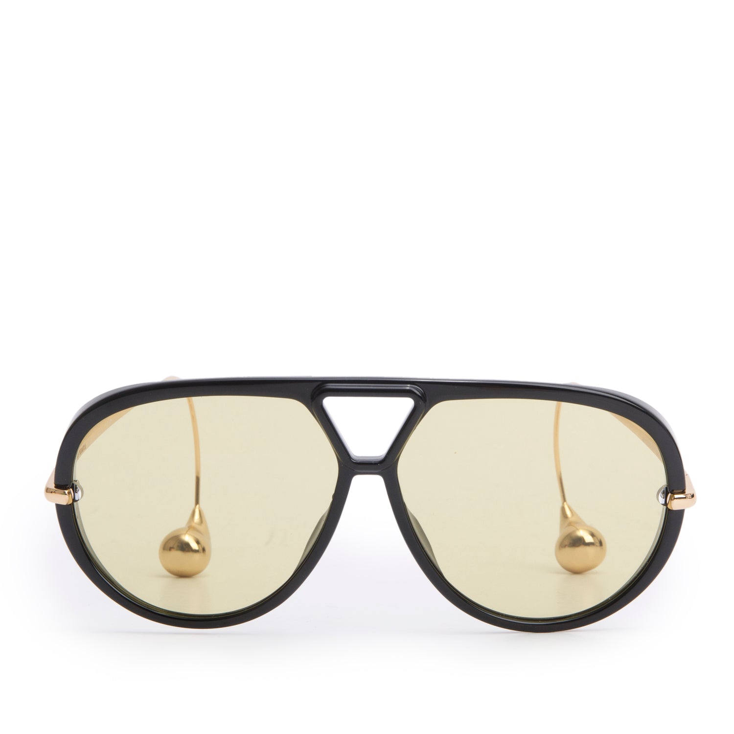 Bottega Veneta BV1273S Black/Yellow Drop Aviator Sunglasses w/ Box & Case