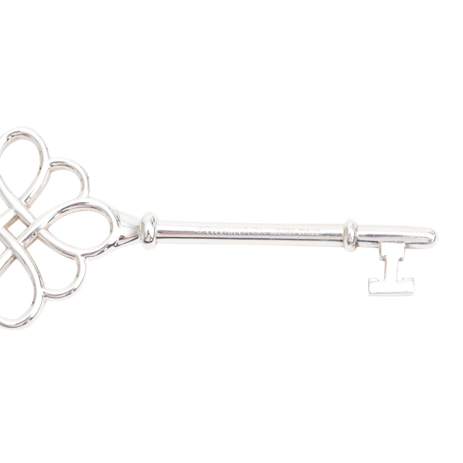 Tiffany & Co. Sterling Silver Large Love Knot Key Pendant on Beaded Chain Necklace