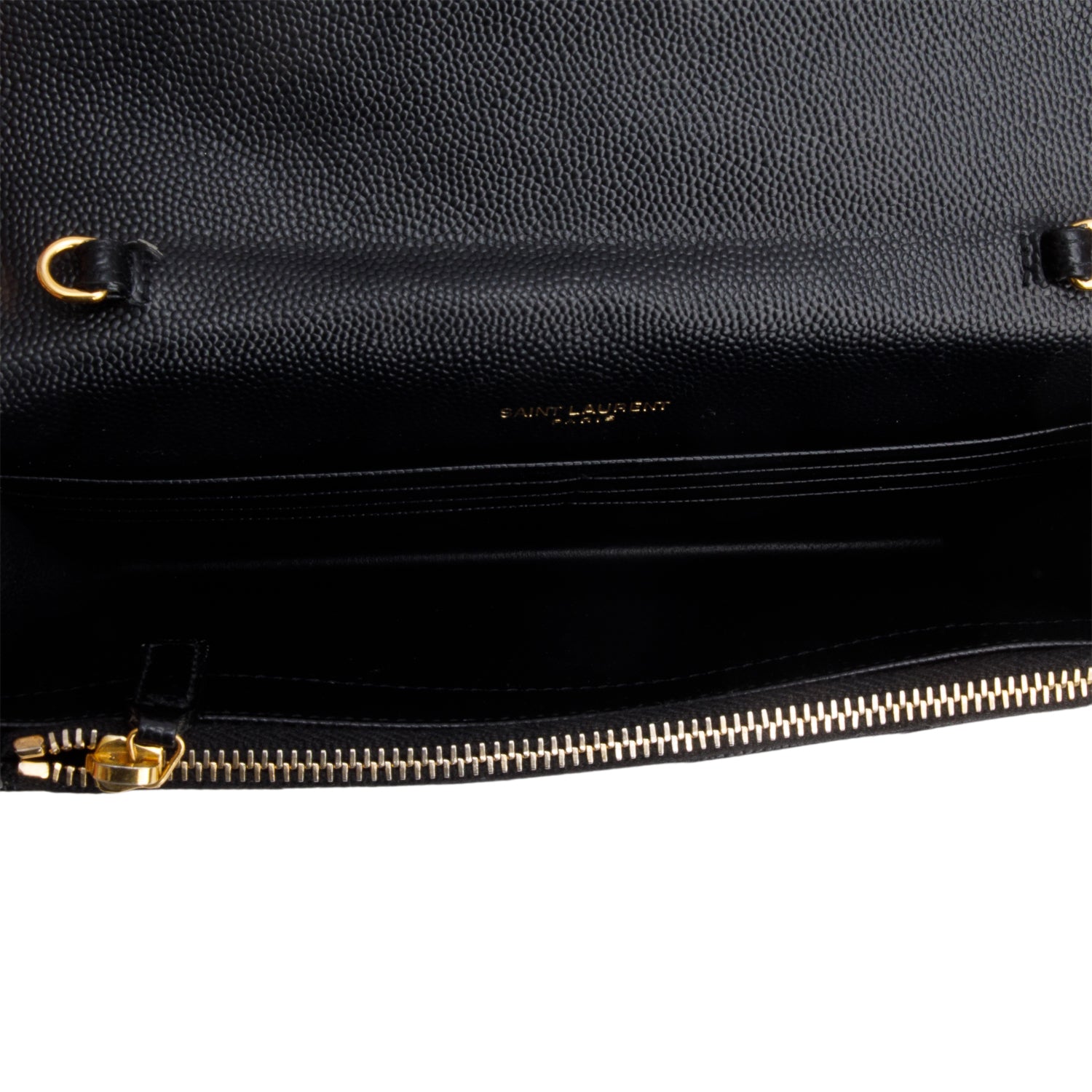 Saint Laurent 2023 Black Grain de Poudre Matelasse Chevron Envelope Wallet