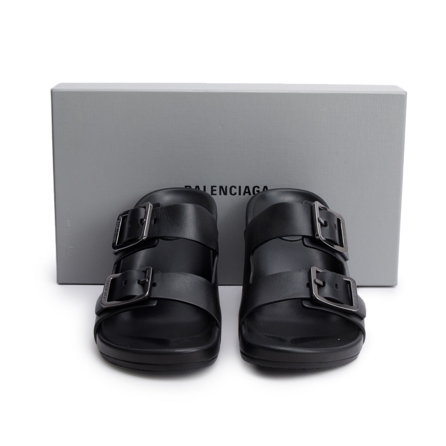 Balenciaga Black Nappa Leather Mallorca Sandal M80, Size 42 w/ Box