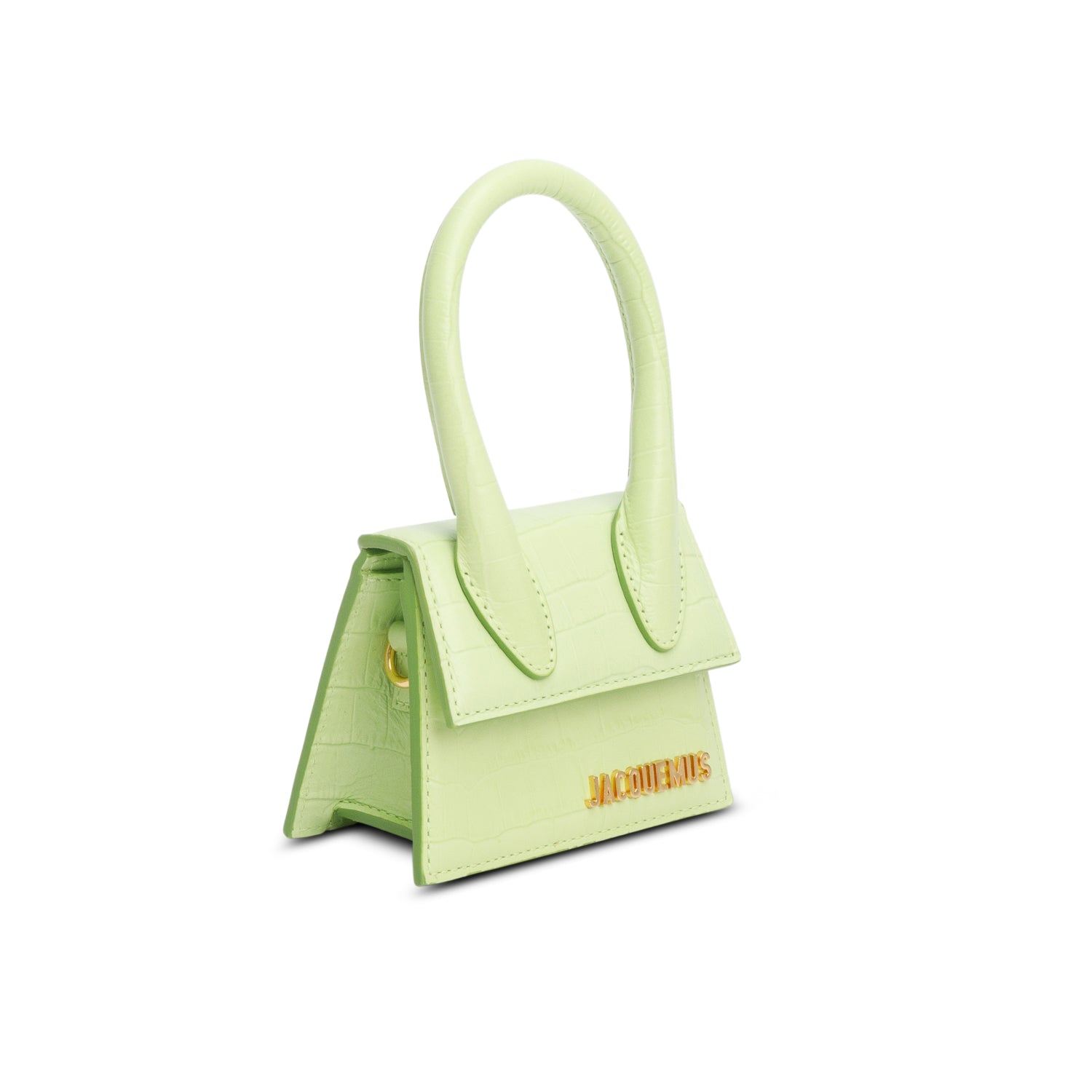 Jacquemus Green Embossed Calfskin Leather Mini Signature Le Chiquito Handle Bag w/ Strap