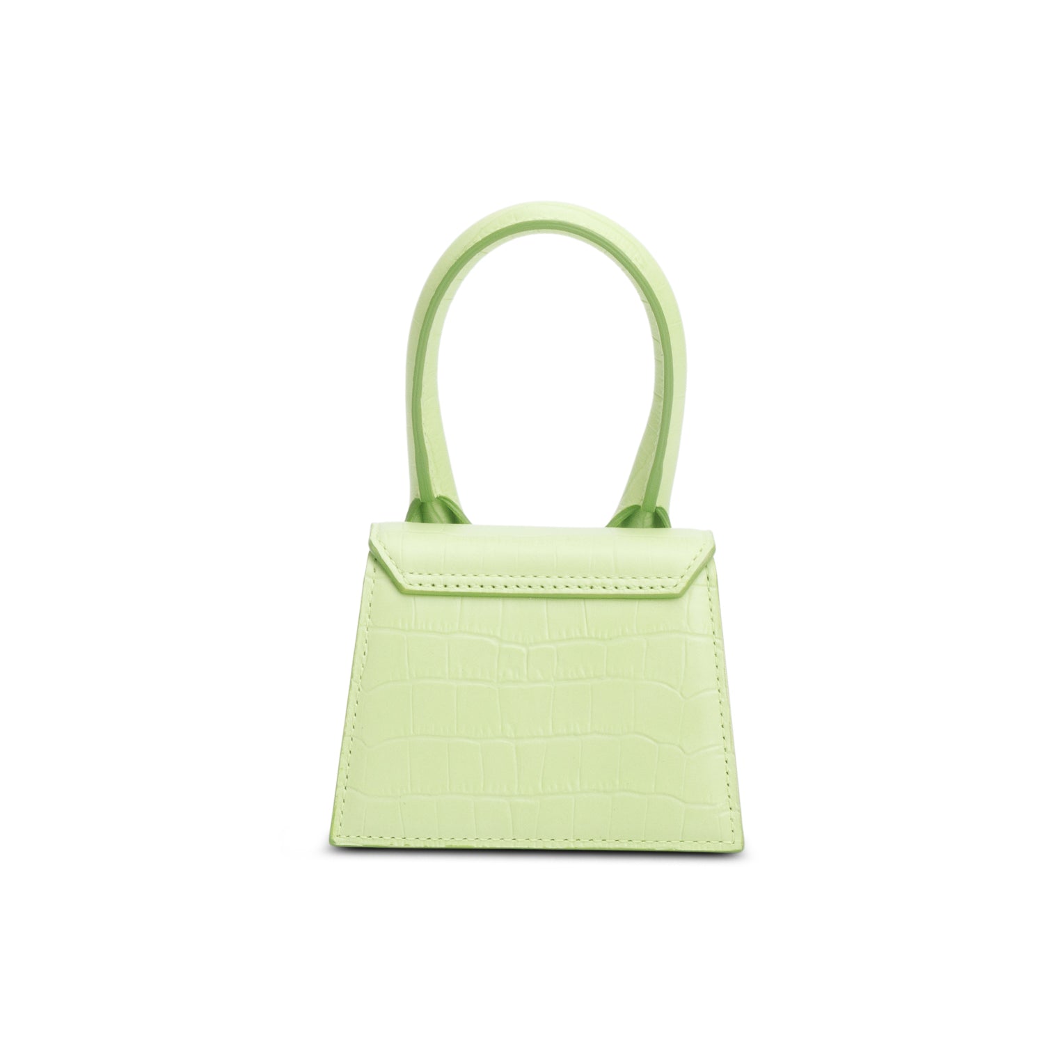 Jacquemus Green Embossed Calfskin Leather Mini Signature Le Chiquito Handle Bag w/ Strap