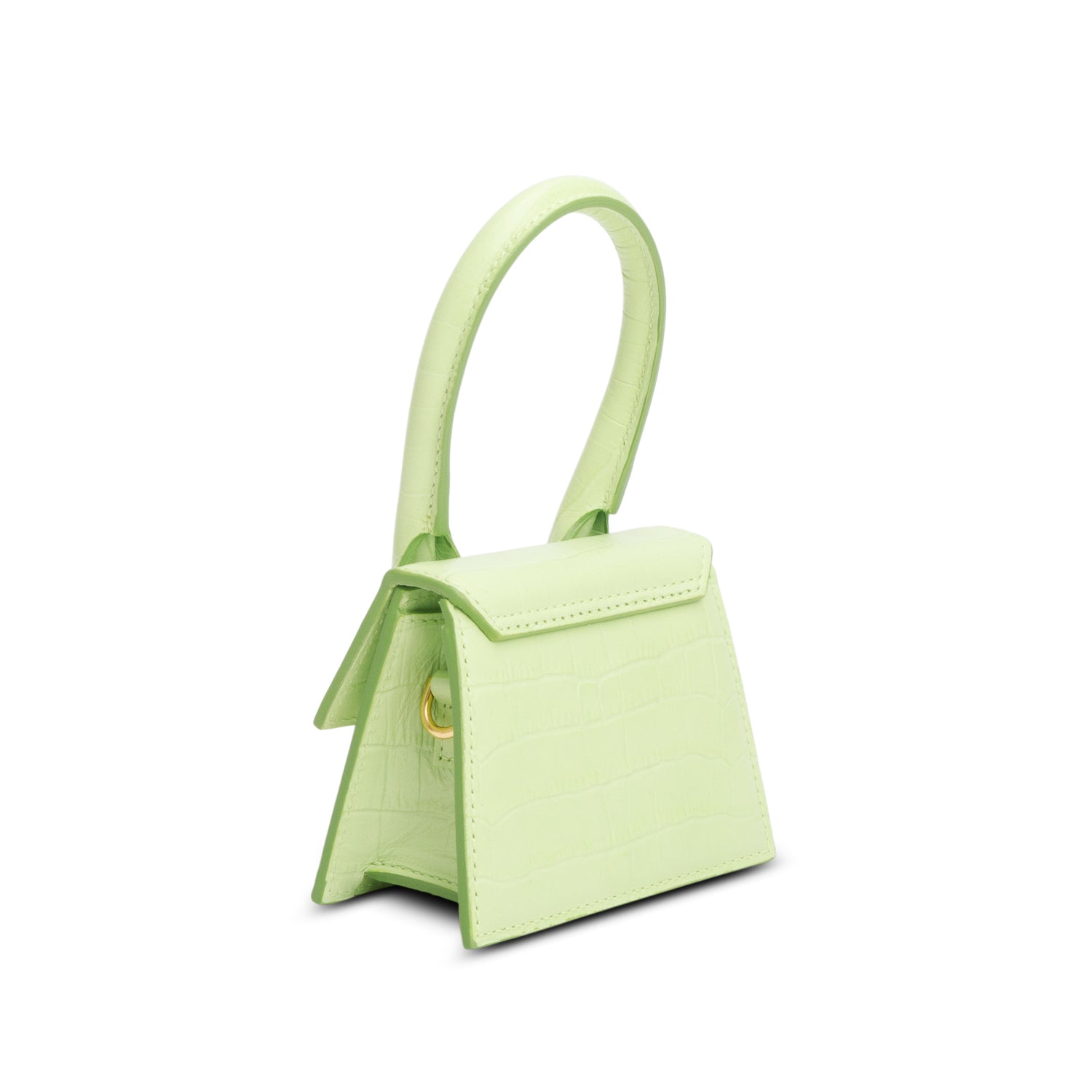 Jacquemus Green Embossed Calfskin Leather Mini Signature Le Chiquito Handle Bag w/ Strap