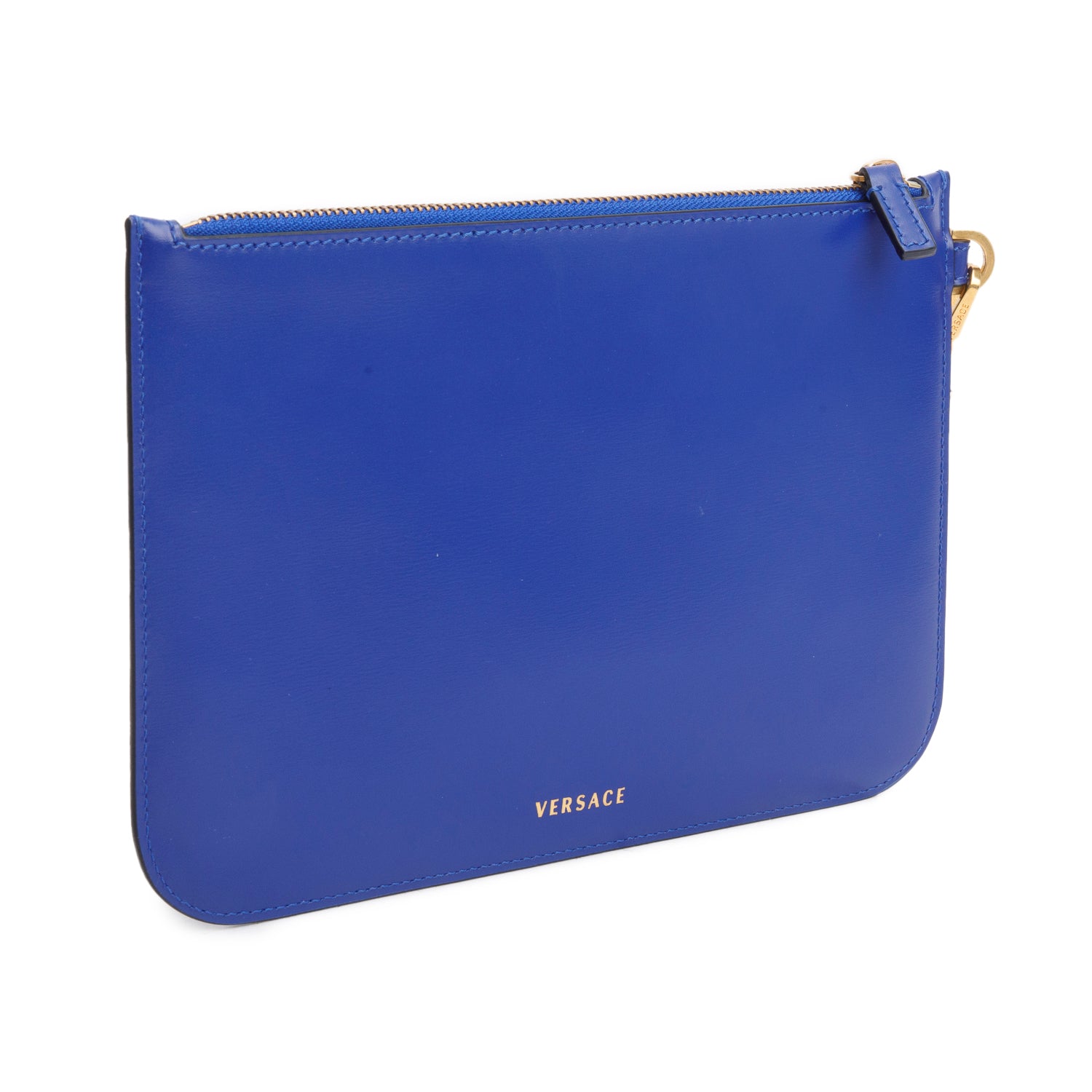 Versace Blue Leather Medusa Insignia Clutch