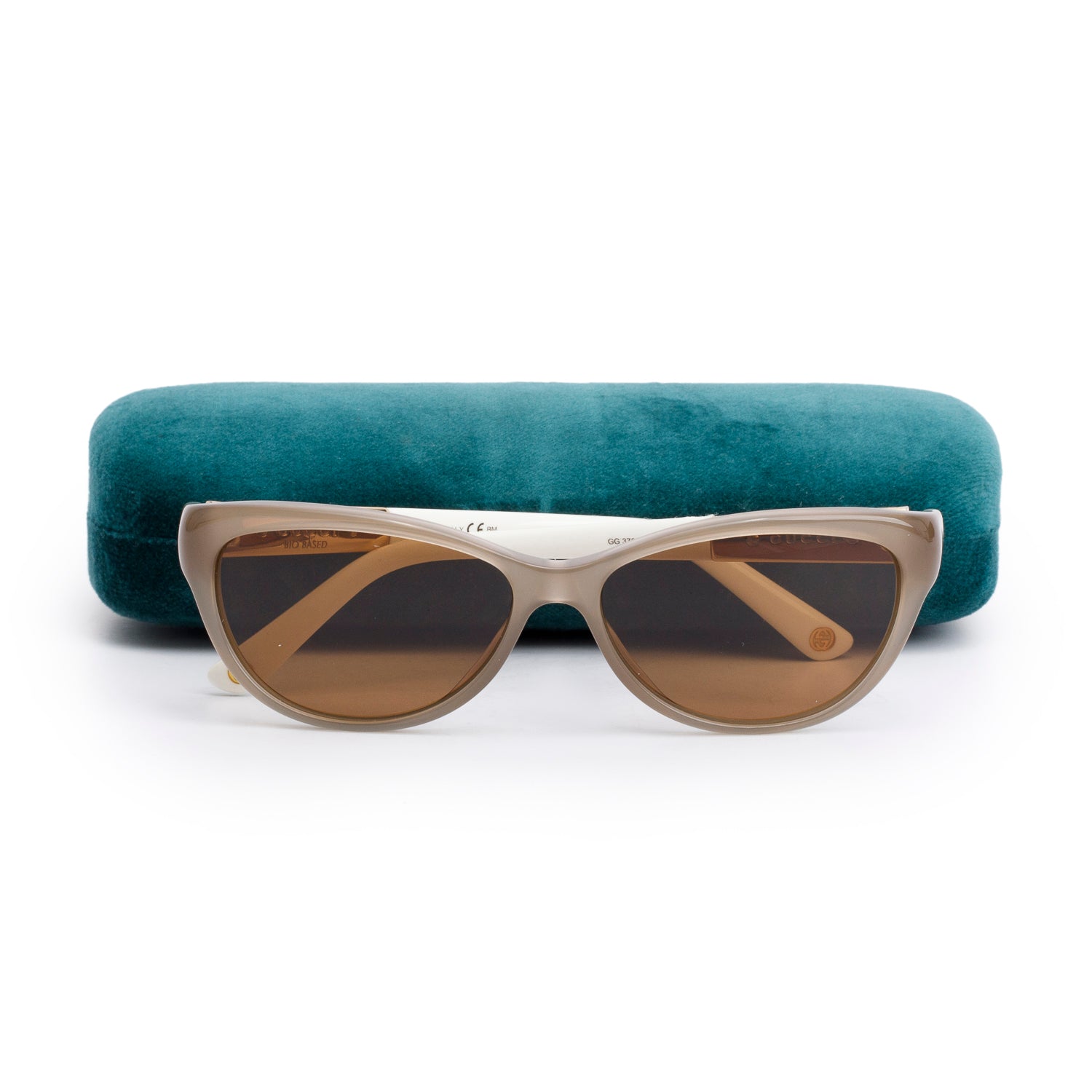 Gucci GG3700 Brown/White Acetate Bamboo Sunglasses w/ Case