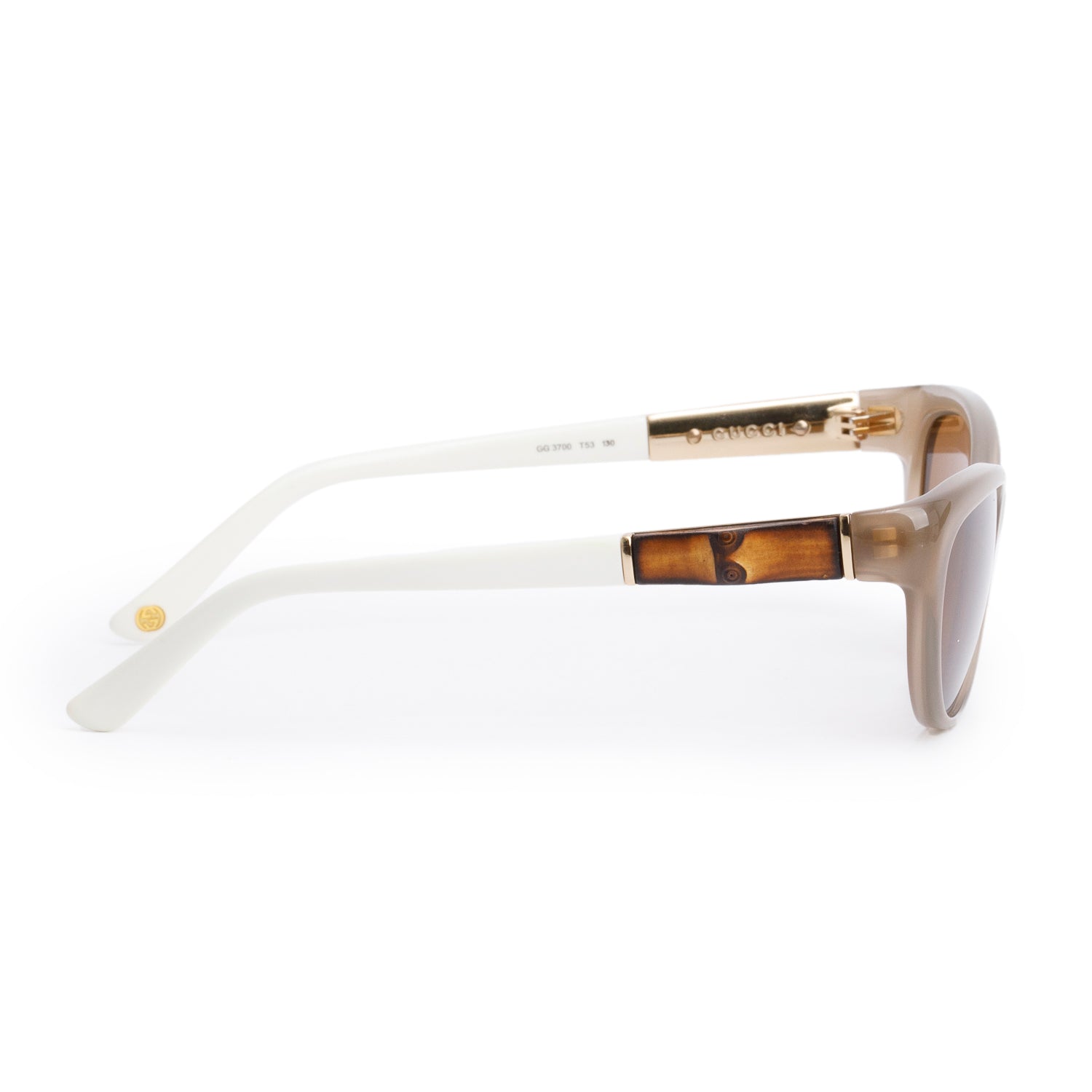 Gucci GG3700 Brown/White Acetate Bamboo Sunglasses w/ Case
