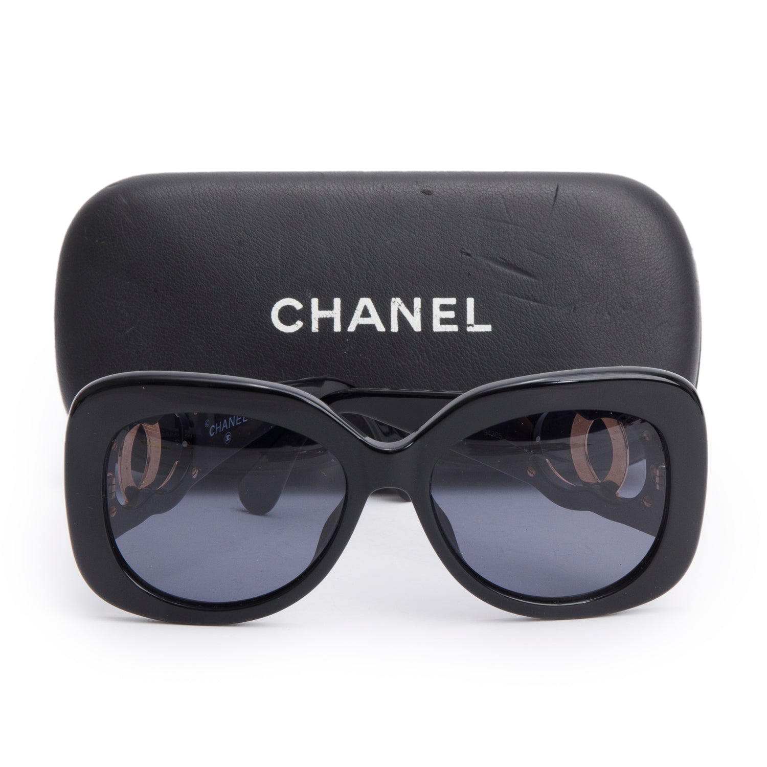 Chanel 05253 Black Interlocking CC Square Sunglasses w/ Case