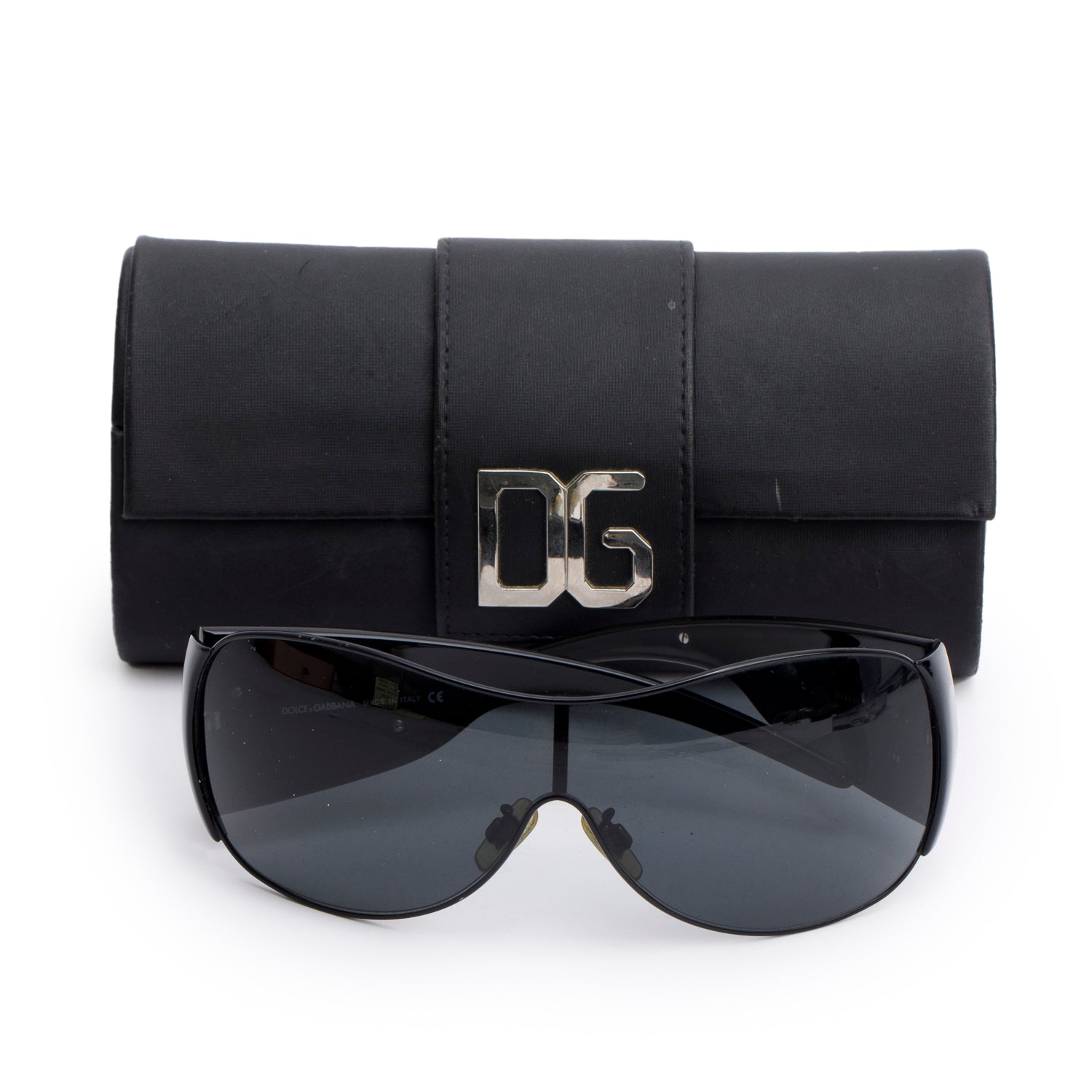 Dolce & Gabbana DG 2005 Black Acetate Shield Sunglasses w/ Case