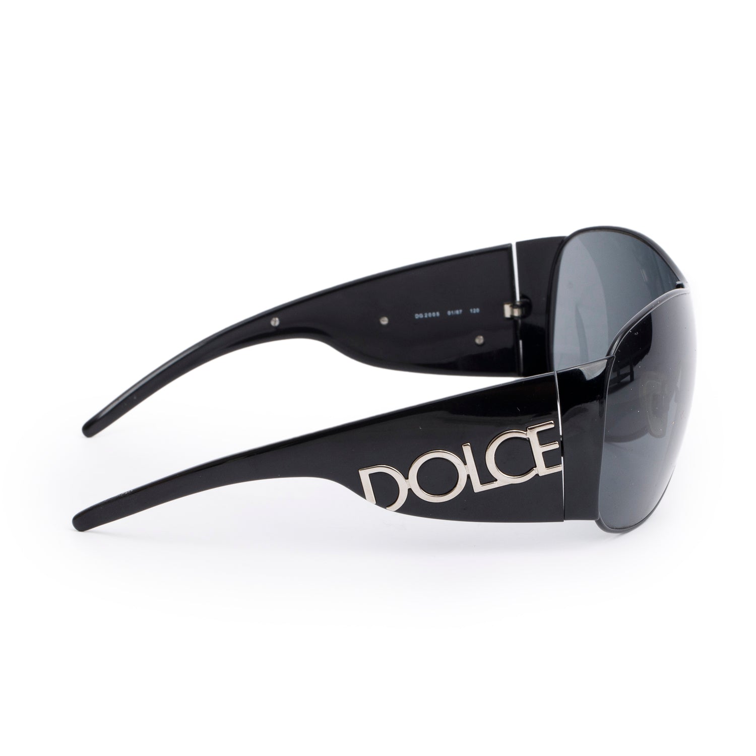 Dolce & Gabbana DG 2005 Black Acetate Shield Sunglasses w/ Case