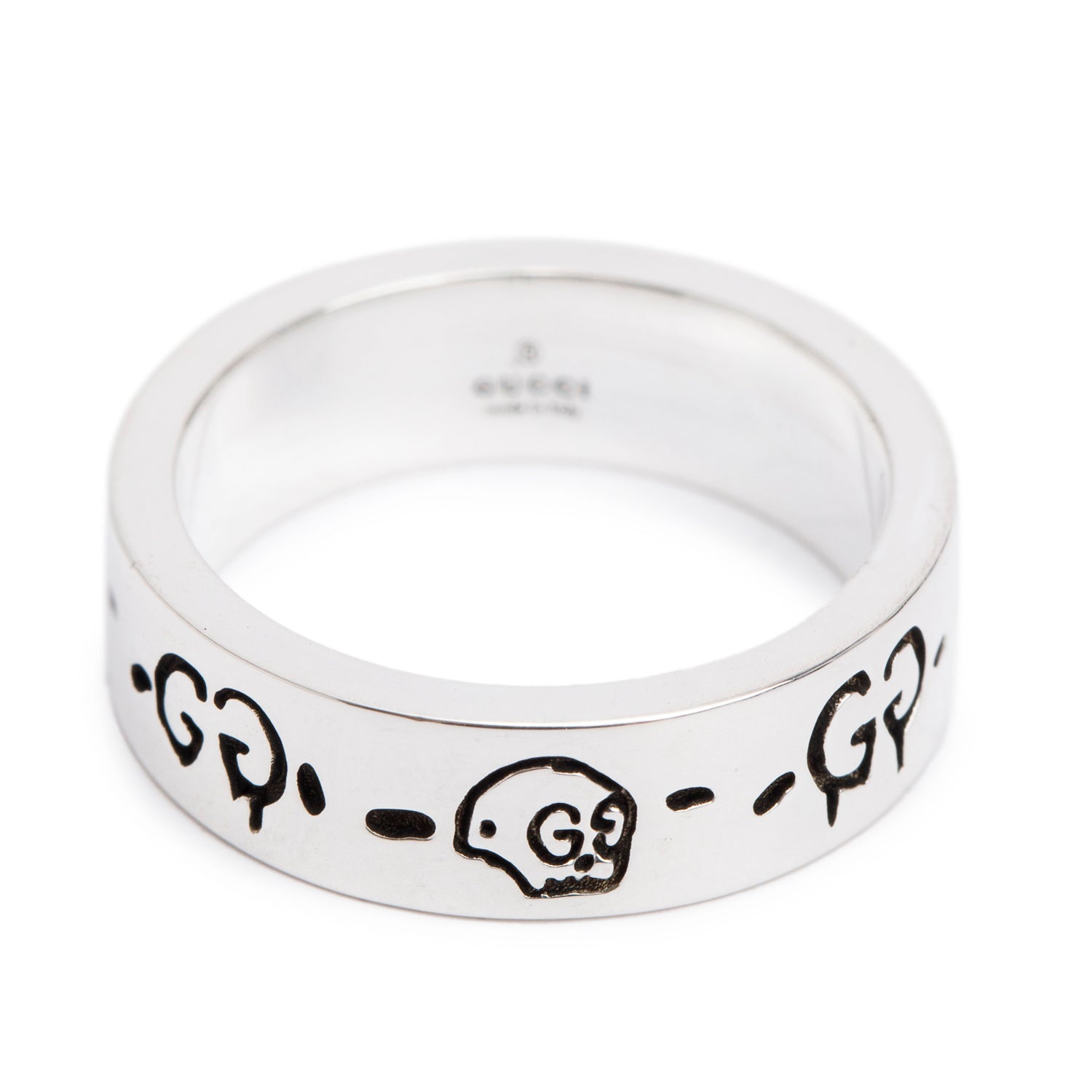 Gucci Sterling Silver Ghost Ring, Size 14 6.75