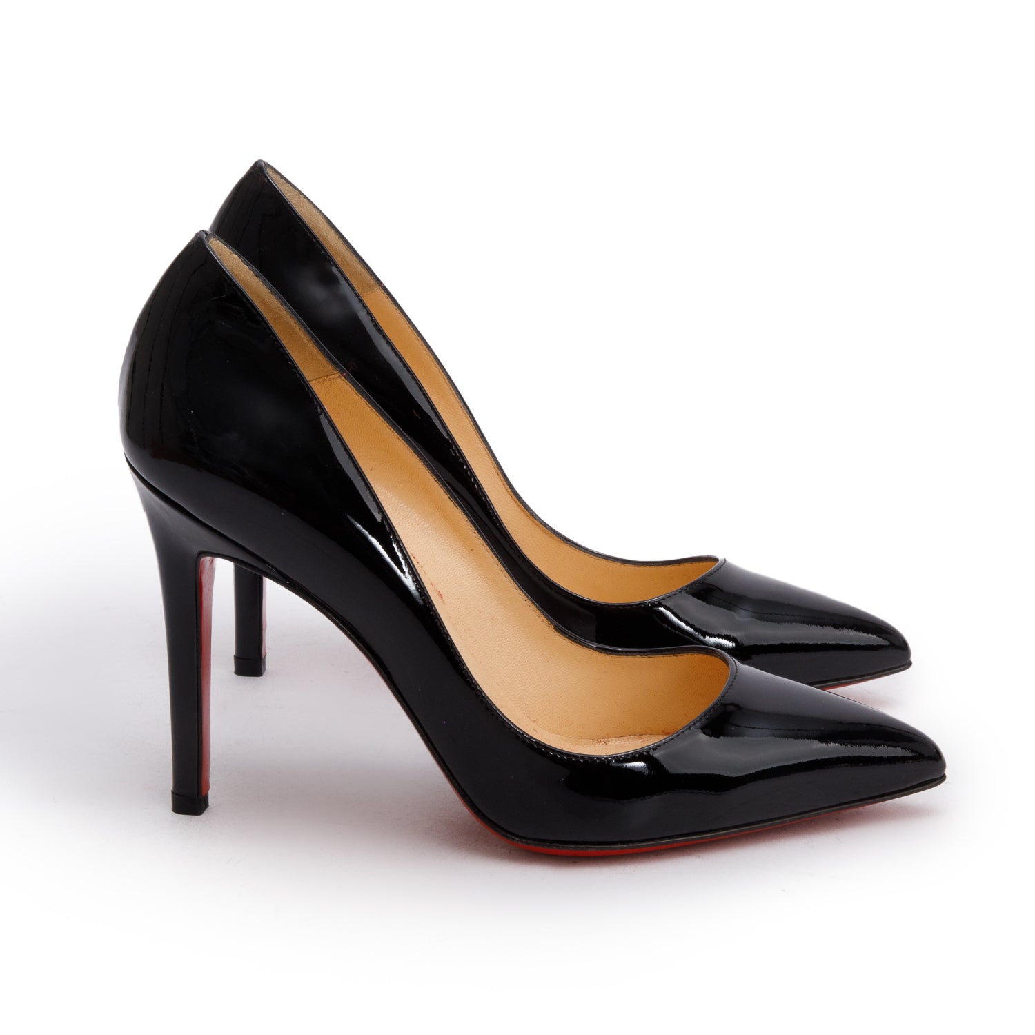 Christian Louboutin Black Patent Leather Pigalle 100, Size 35 w/ Box & Receipt